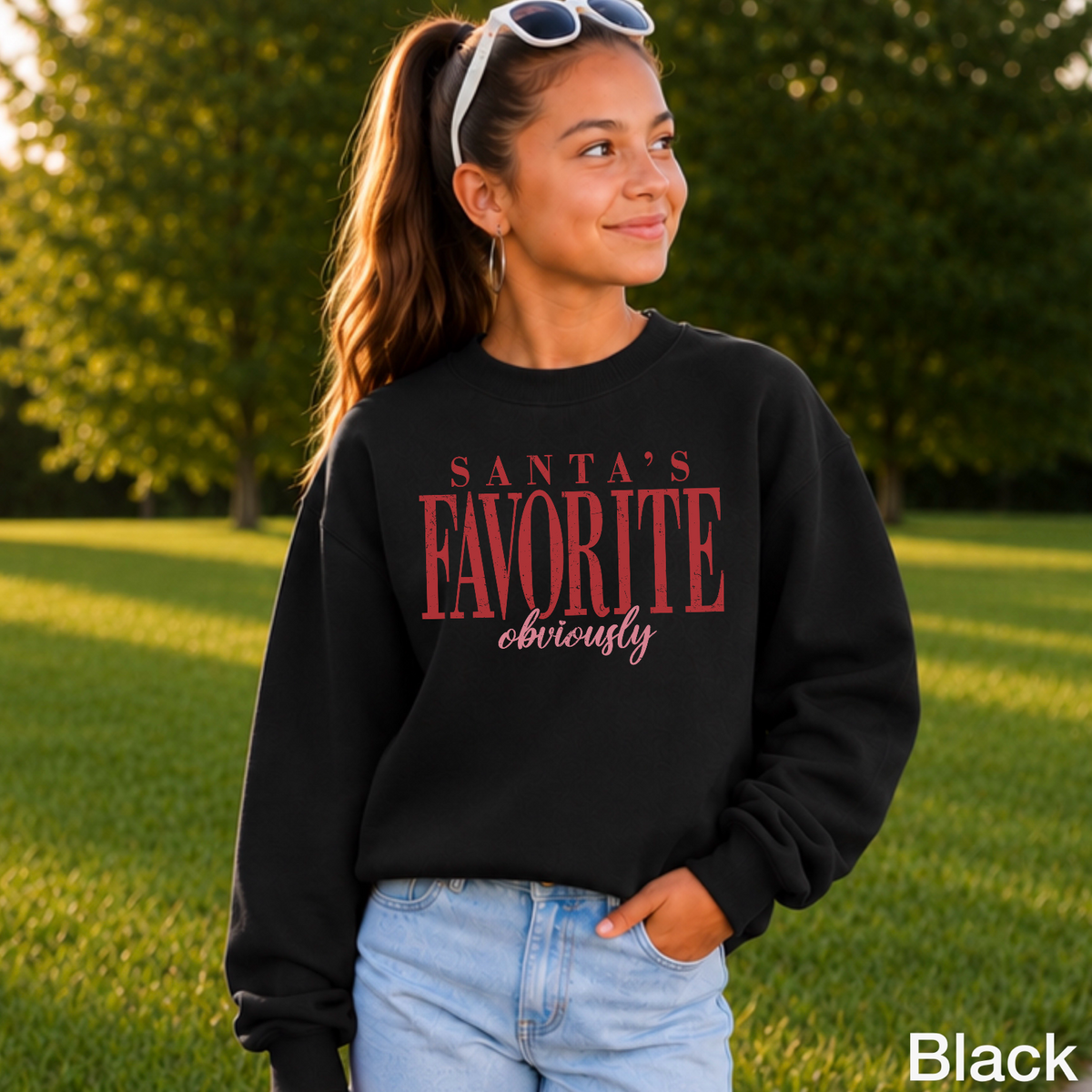 Santas Favorite Youth Crewneck Sweatshirt