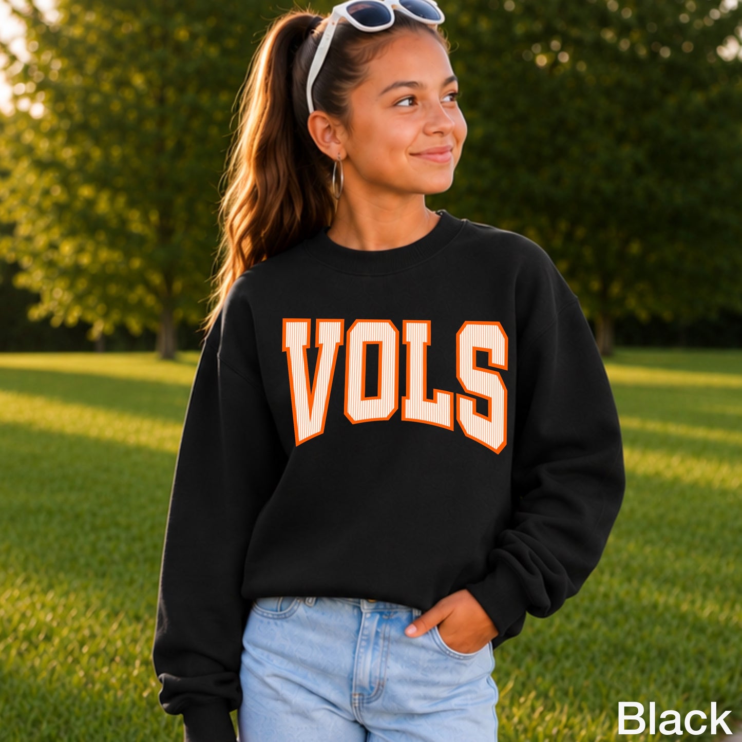 Orange And White College Game Day Youth Crewneck Sweatshirt