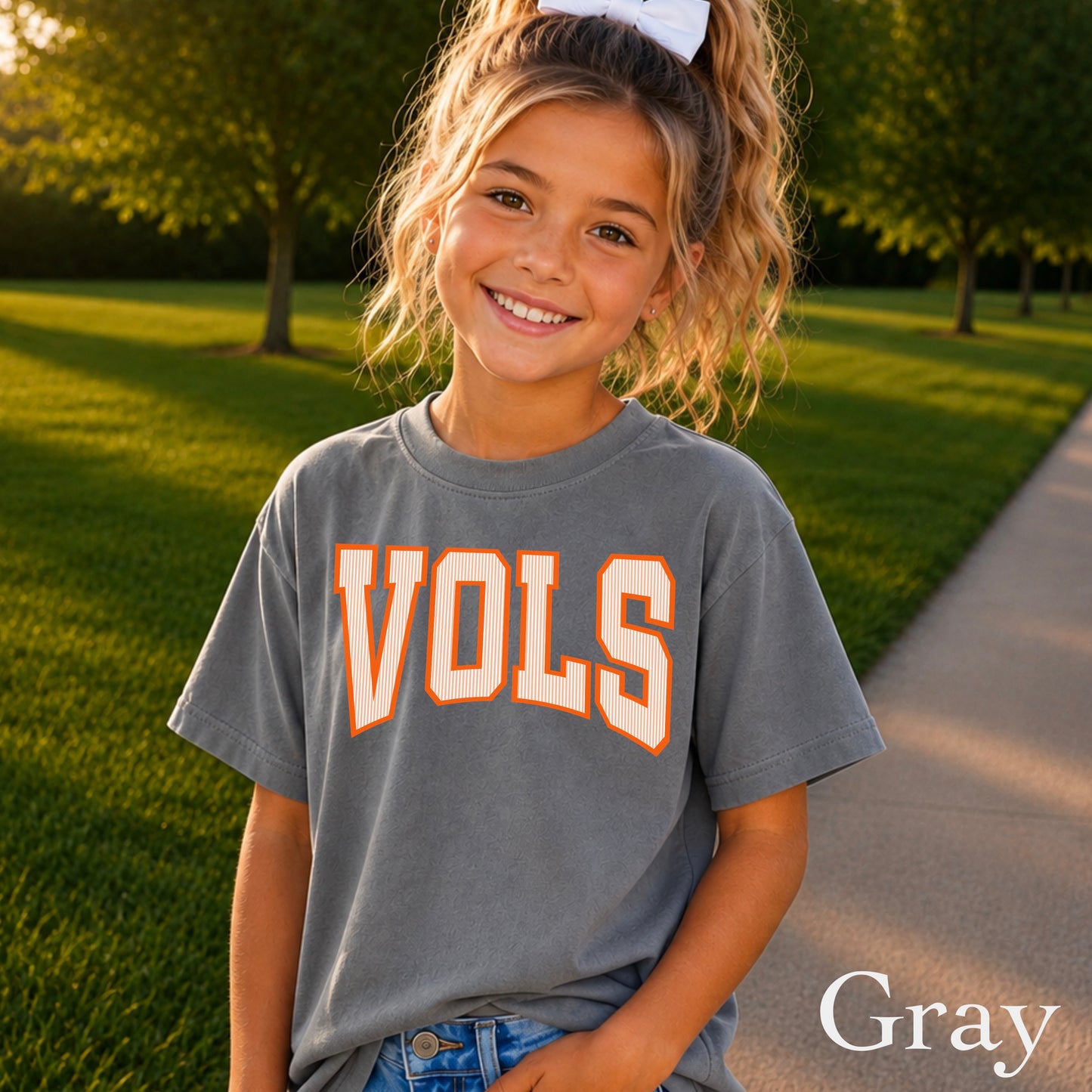 Orange And White College Game Day Youth Comfort Color T-Shirt
