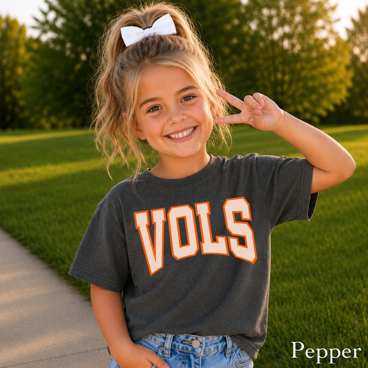 Orange And White College Game Day Youth Comfort Color T-Shirt