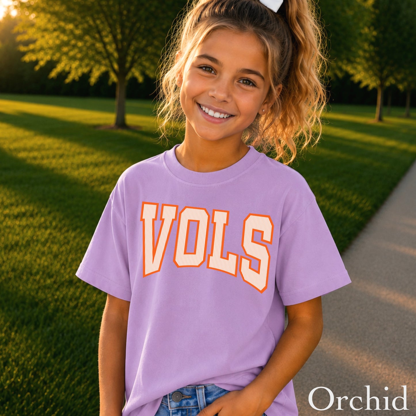 Orange And White College Game Day Youth Comfort Color T-Shirt