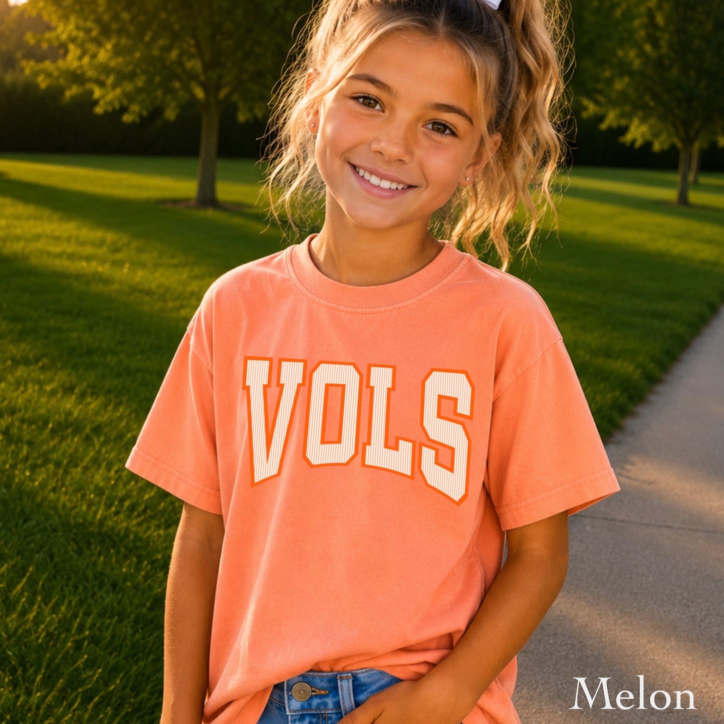 Orange And White College Game Day Youth Comfort Color T-Shirt