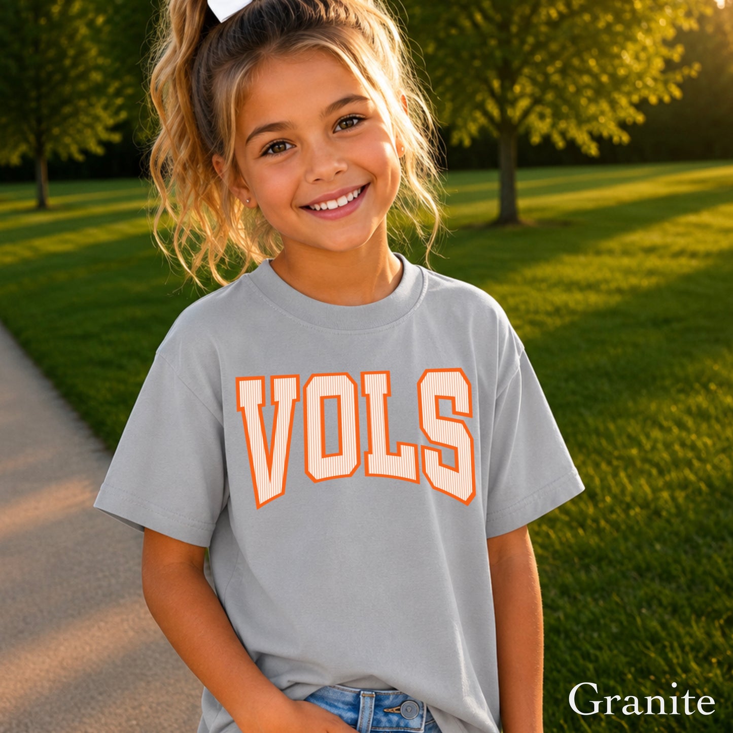 Orange And White College Game Day Youth Comfort Color T-Shirt
