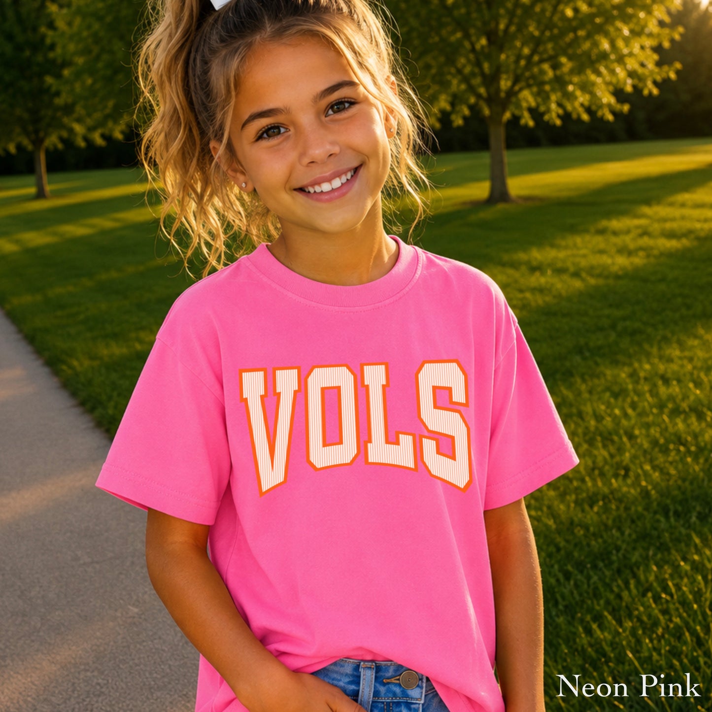 Orange And White College Game Day Youth Comfort Color T-Shirt
