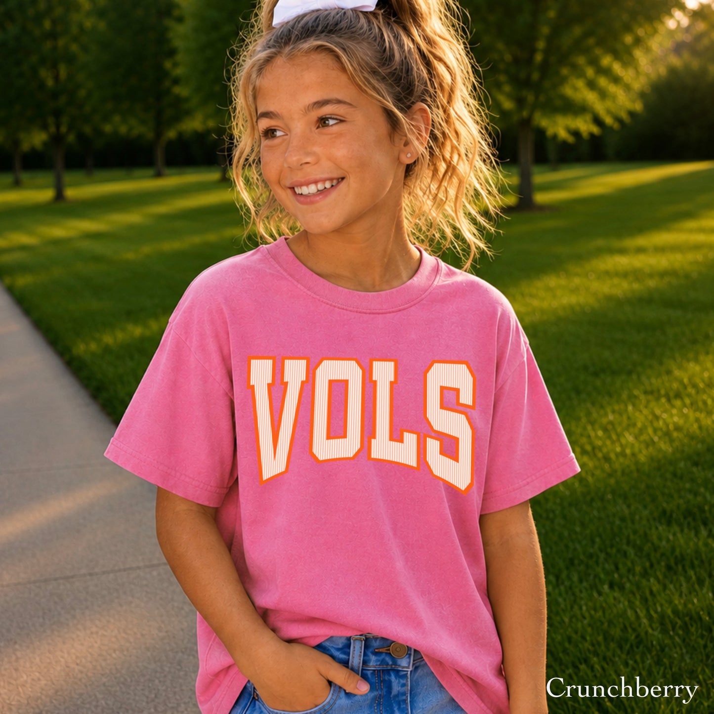 Orange And White College Game Day Youth Comfort Color T-Shirt