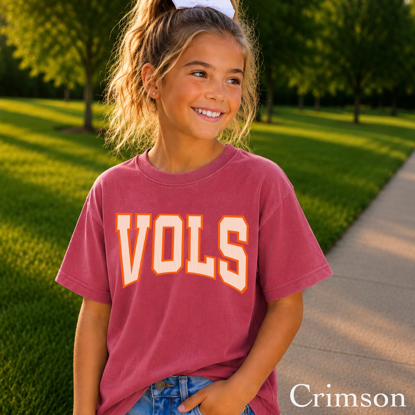 Orange And White College Game Day Youth Comfort Color T-Shirt