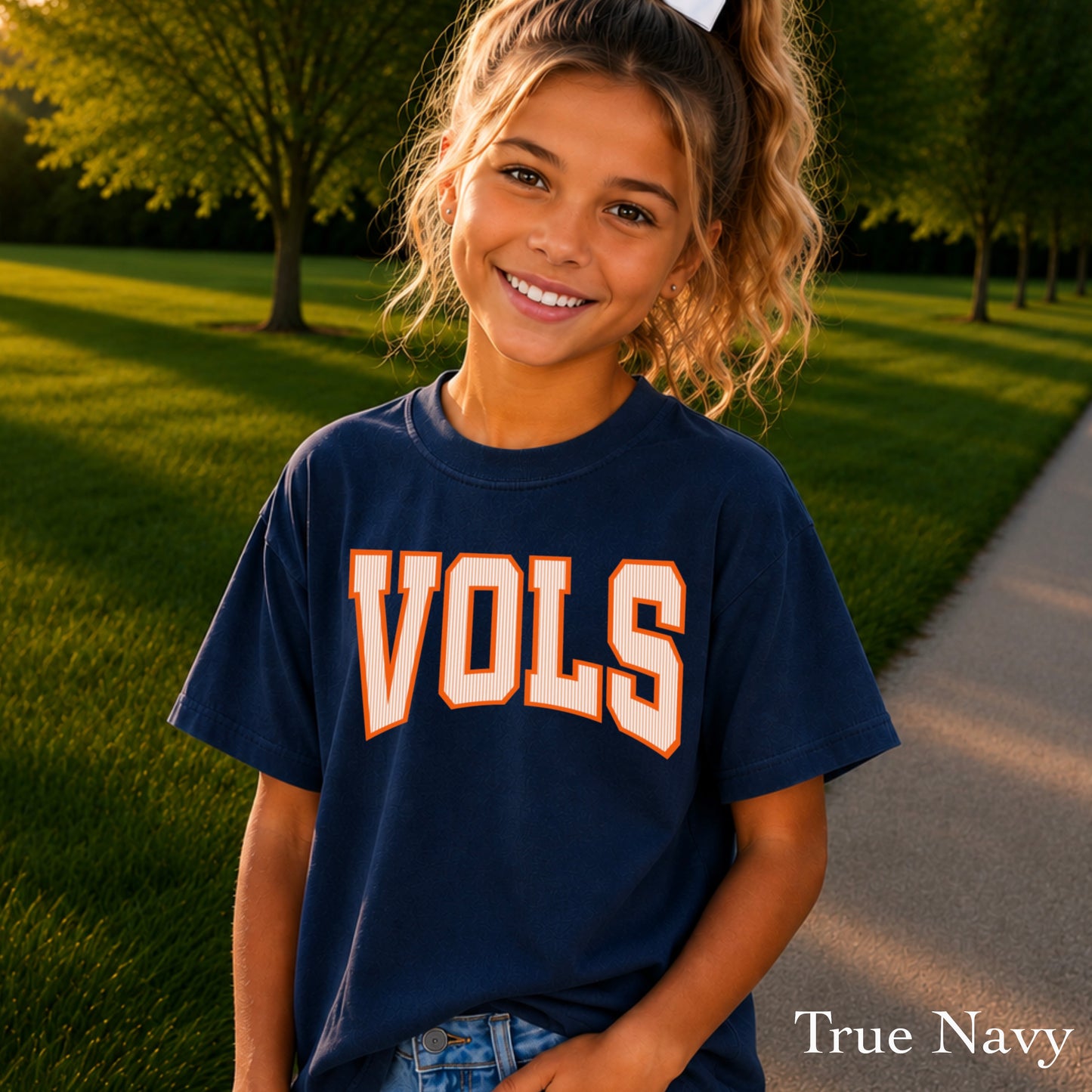 Orange And White College Game Day Youth Comfort Color T-Shirt