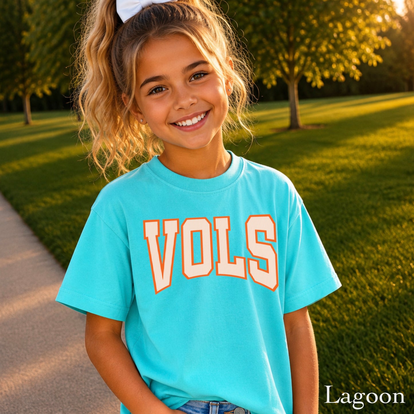 Orange And White College Game Day Youth Comfort Color T-Shirt