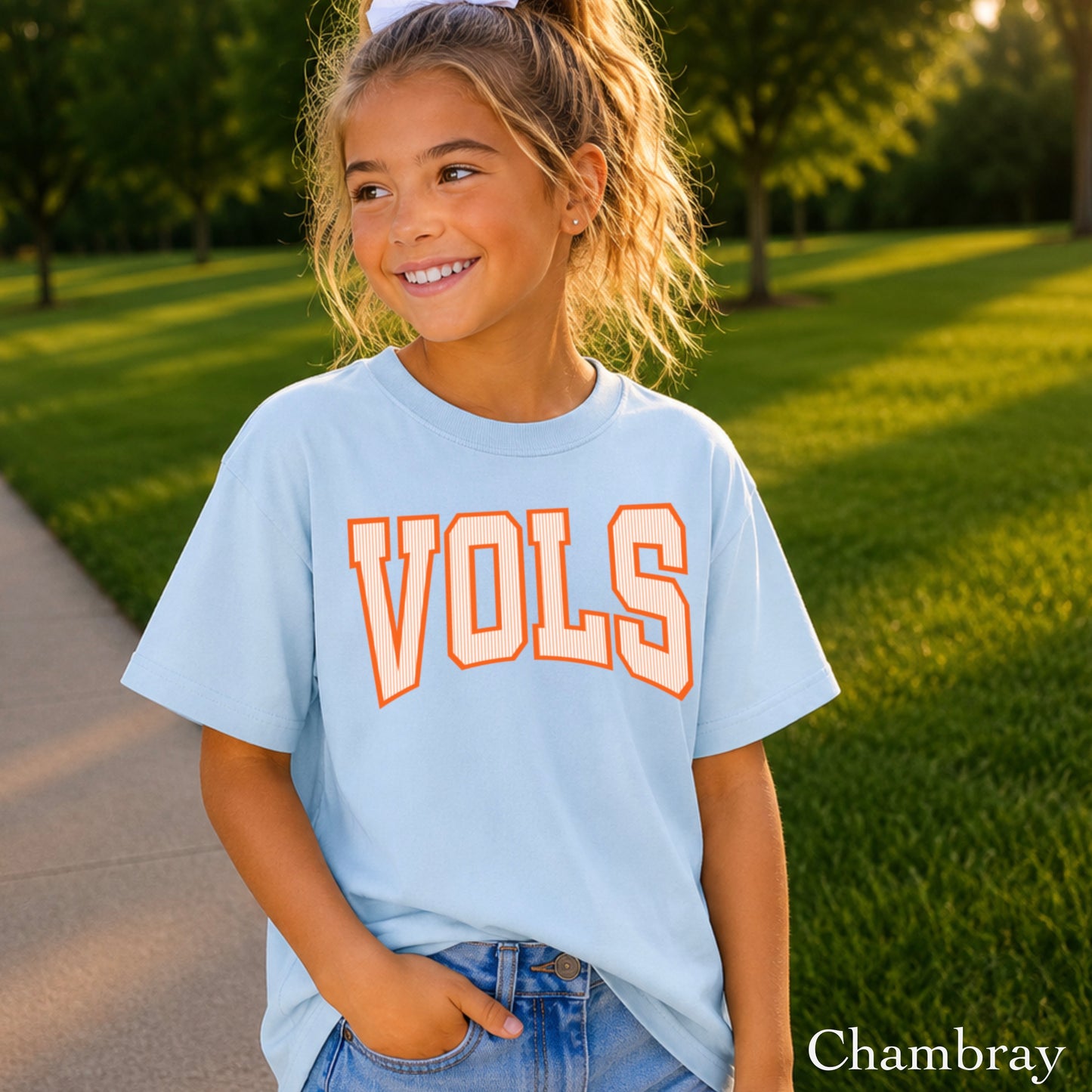 Orange And White College Game Day Youth Comfort Color T-Shirt