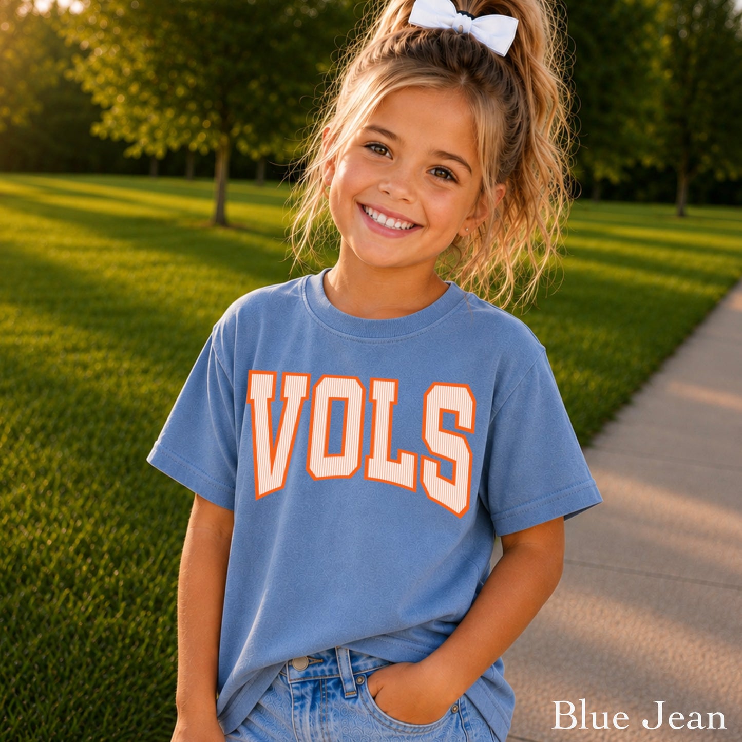 Orange And White College Game Day Youth Comfort Color T-Shirt