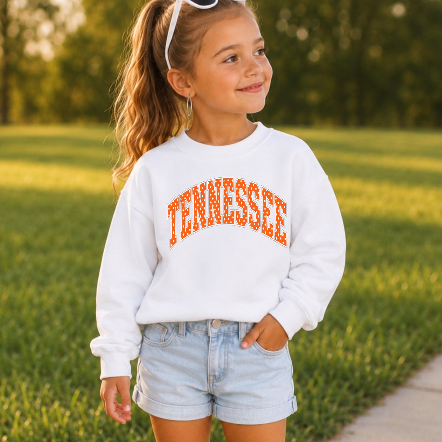 Tennessee Polka Dot Youth Crewneck Sweatshirt