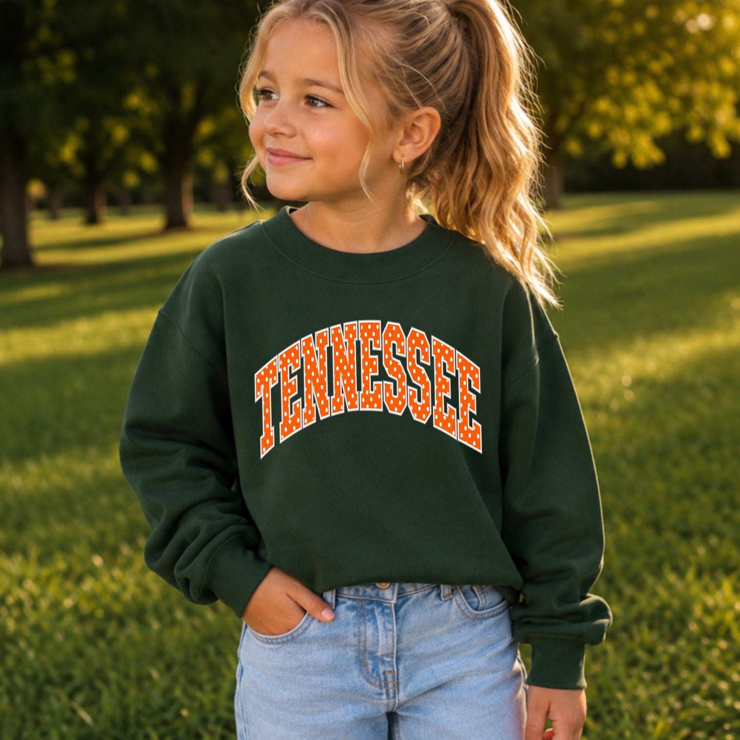 Tennessee Polka Dot Youth Crewneck Sweatshirt