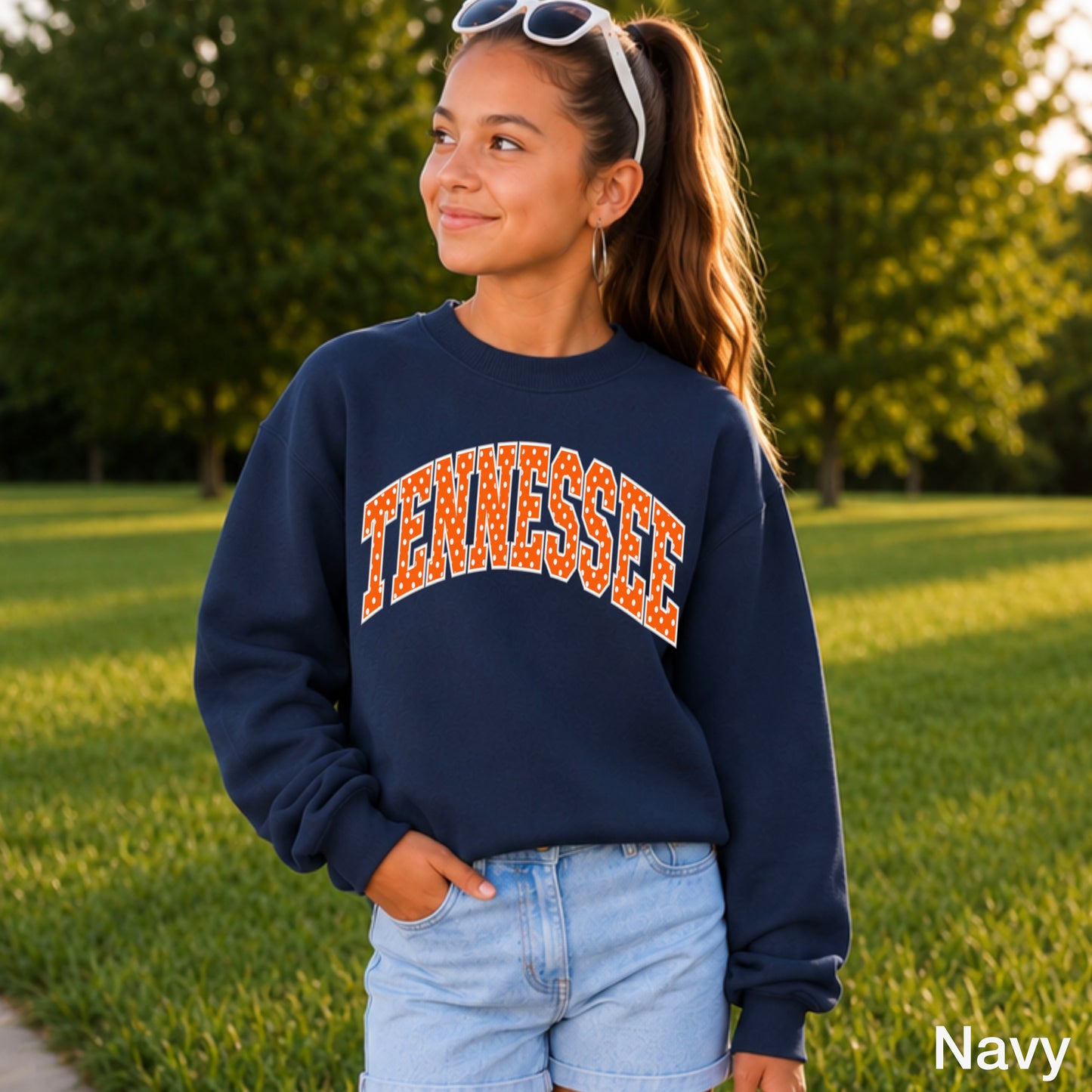 Tennessee Polka Dot Youth Crewneck Sweatshirt