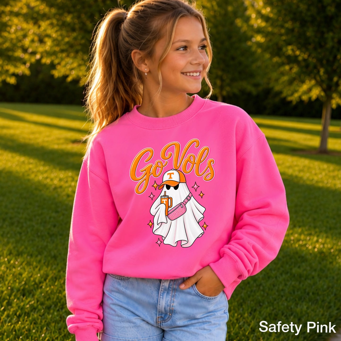 Tennessee Halloween Ghost Youth Crewneck Sweatshirt