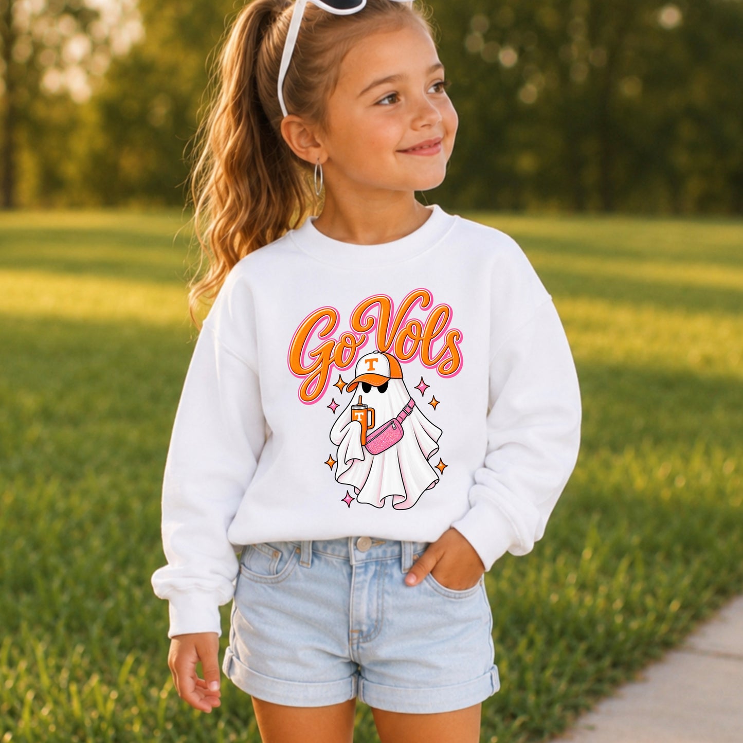Tennessee Halloween Ghost Youth Crewneck Sweatshirt