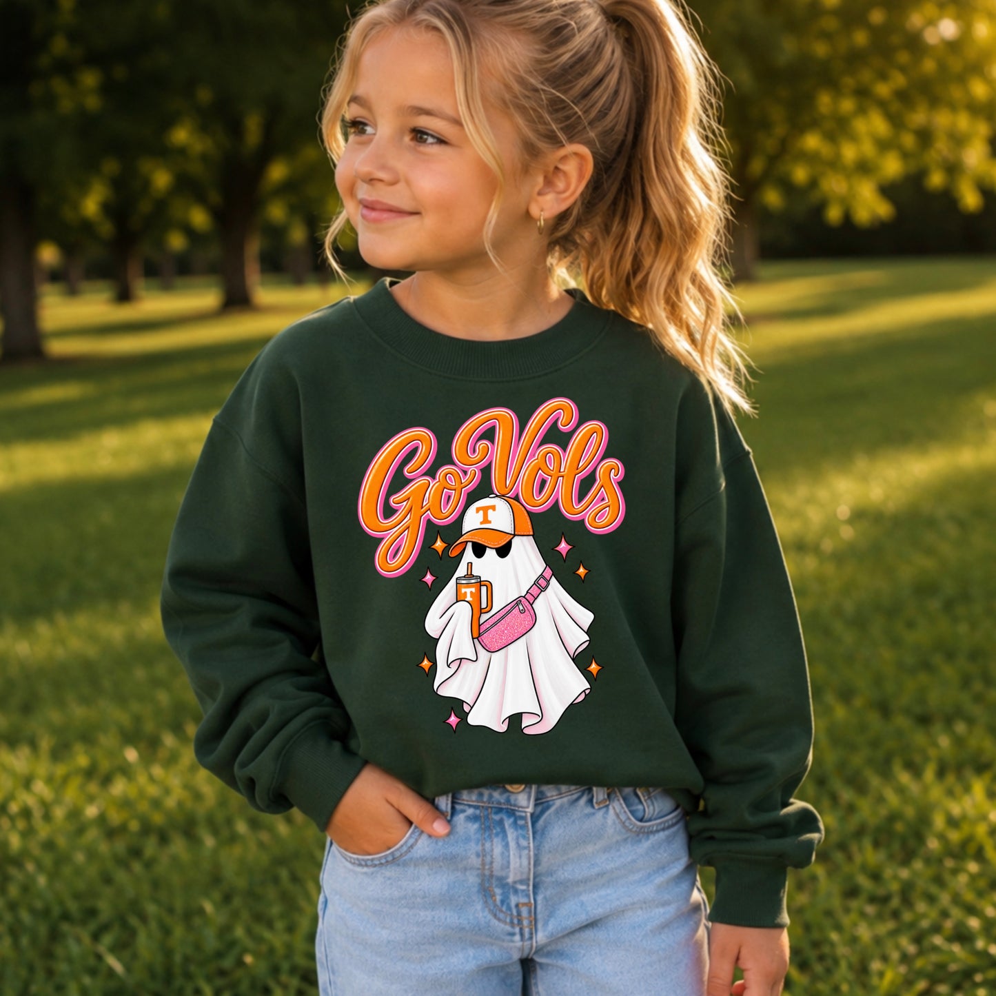Tennessee Halloween Ghost Youth Crewneck Sweatshirt