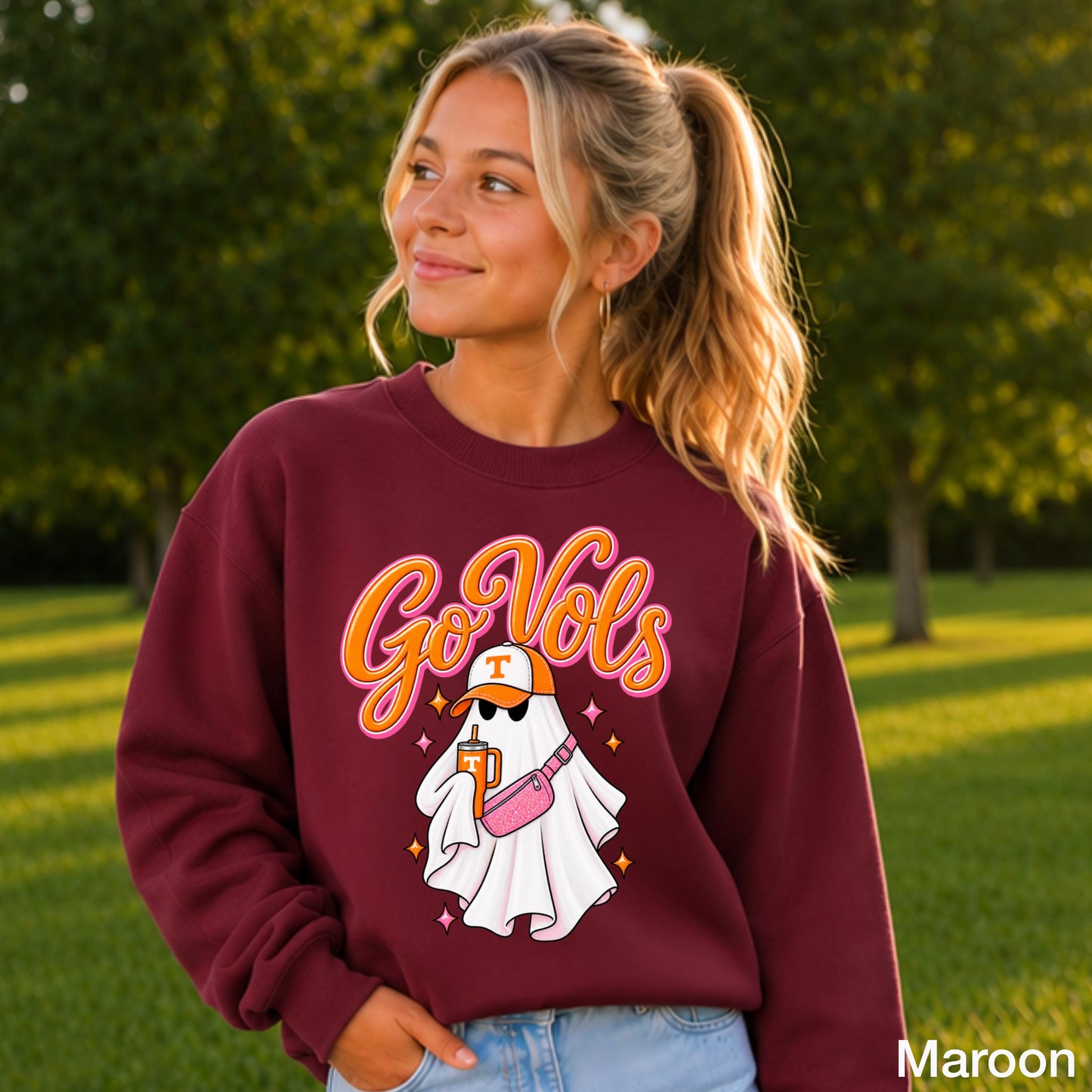 Tennessee Halloween Ghost Youth Crewneck Sweatshirt