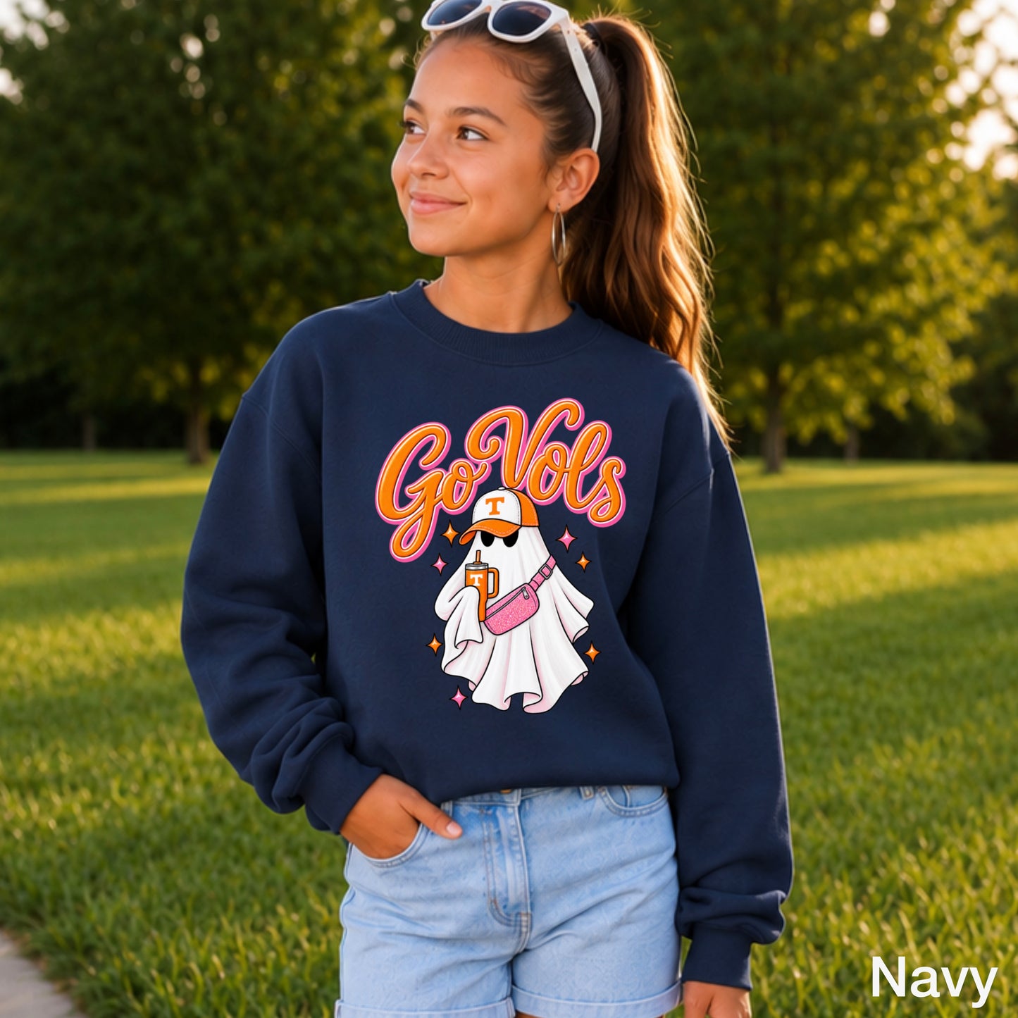 Tennessee Halloween Ghost Youth Crewneck Sweatshirt