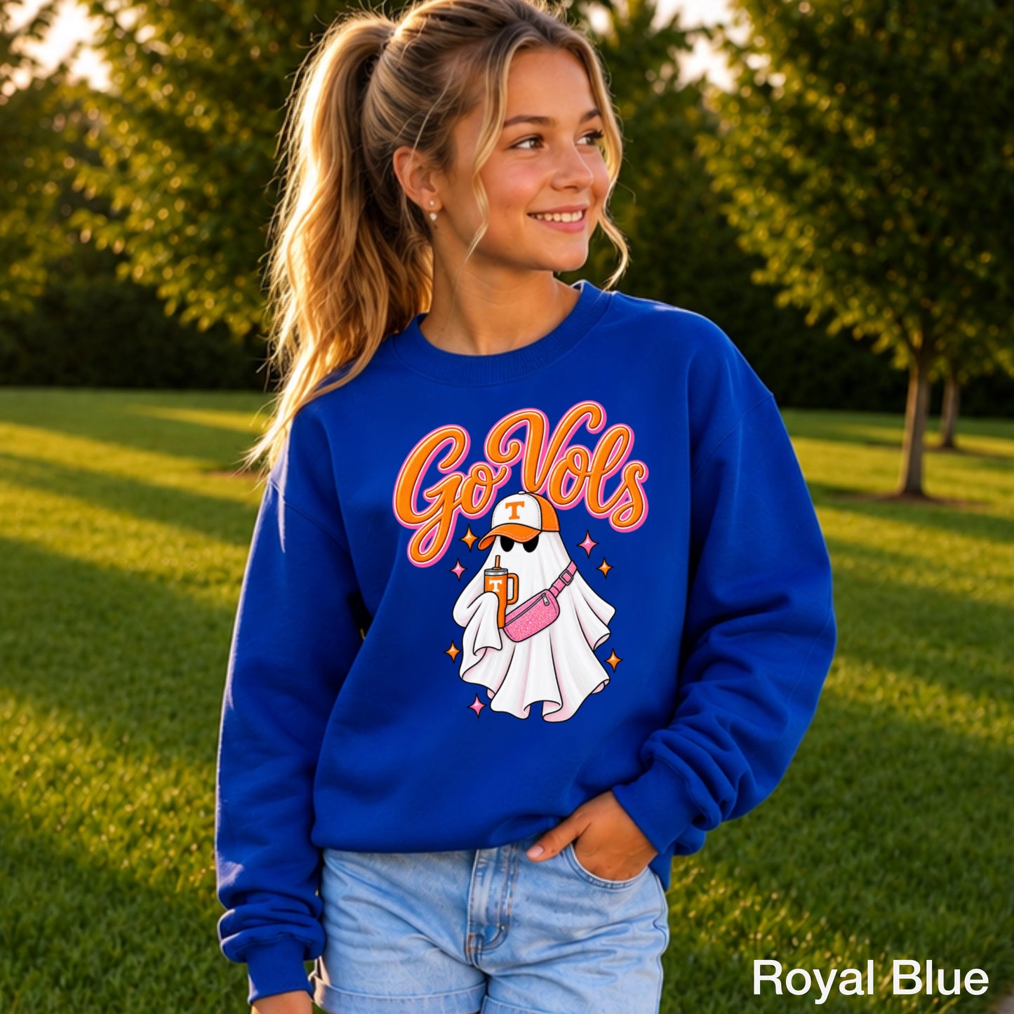 Tennessee Halloween Ghost Youth Crewneck Sweatshirt