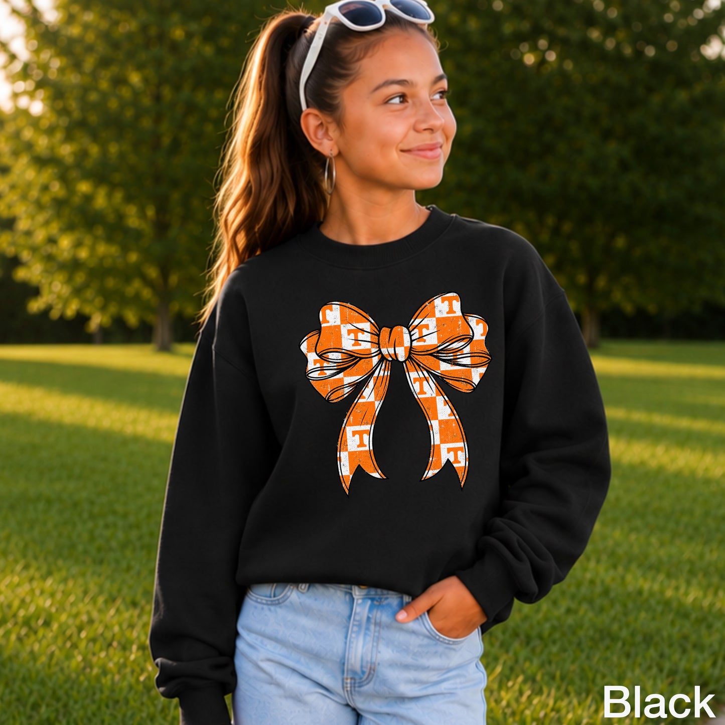 Tennessee Coquette Bow Youth Crewneck Sweatshirt