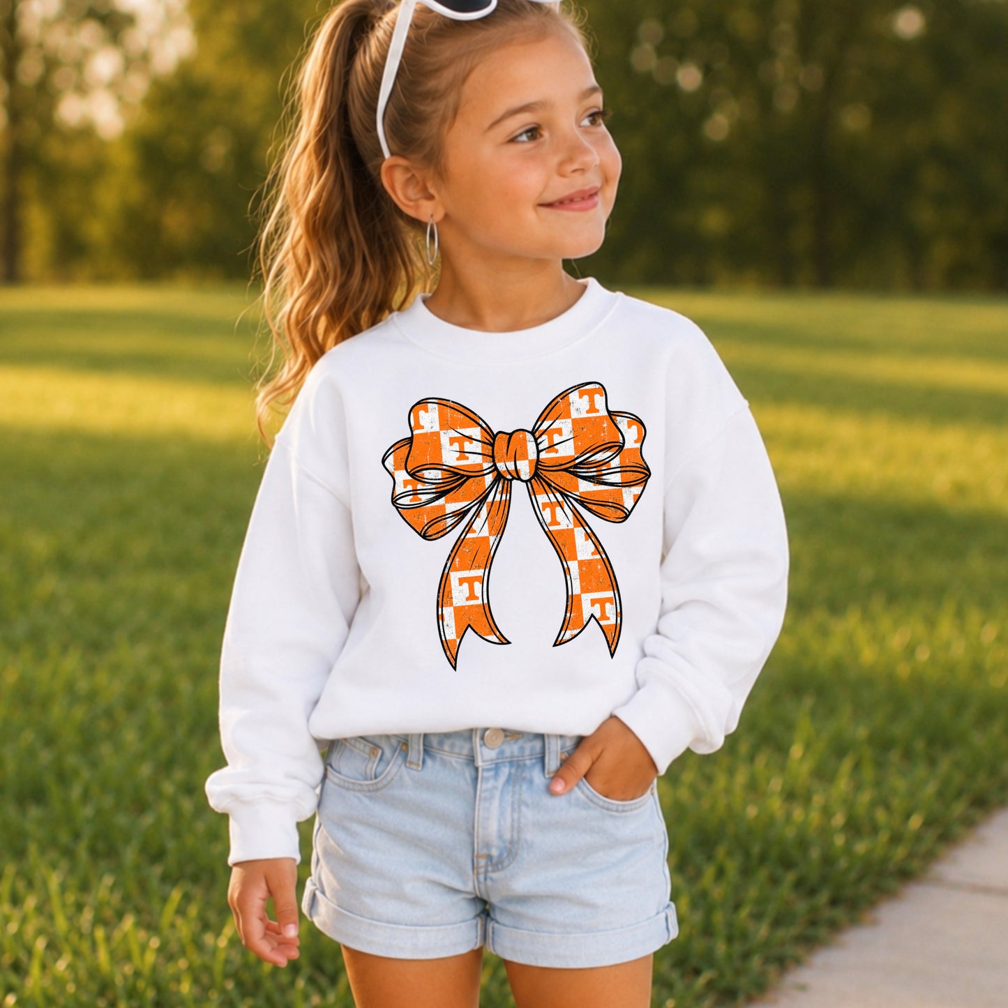 Tennessee Coquette Bow Youth Crewneck Sweatshirt