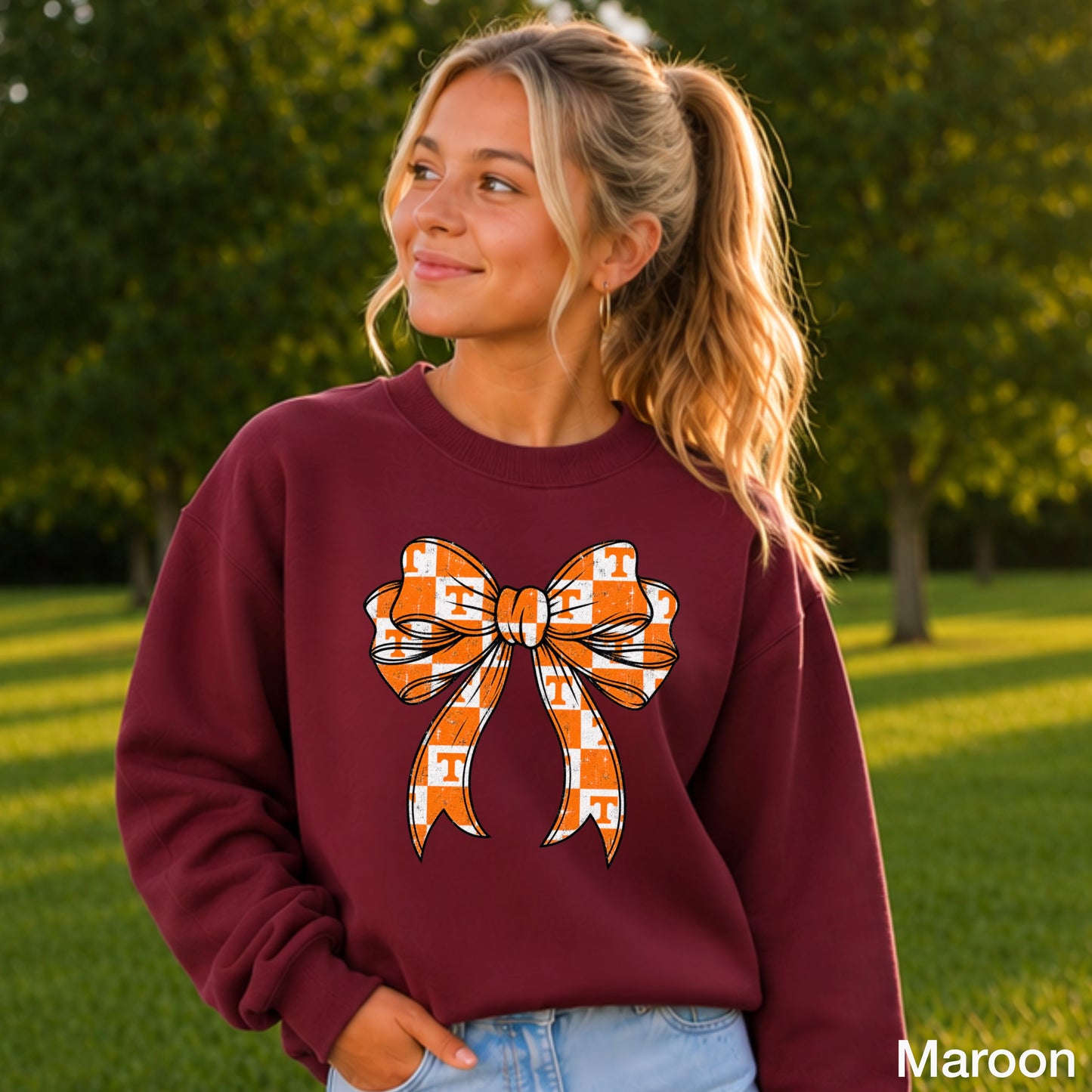 Tennessee Coquette Bow Youth Crewneck Sweatshirt