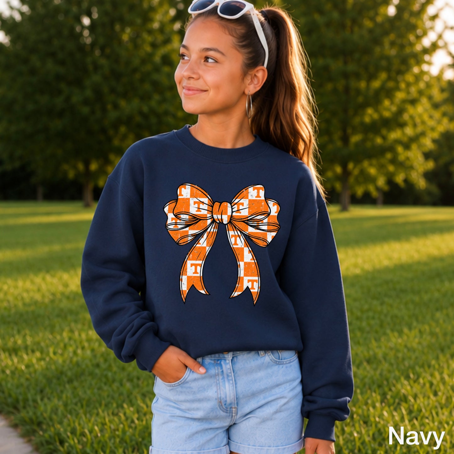 Tennessee Coquette Bow Youth Crewneck Sweatshirt