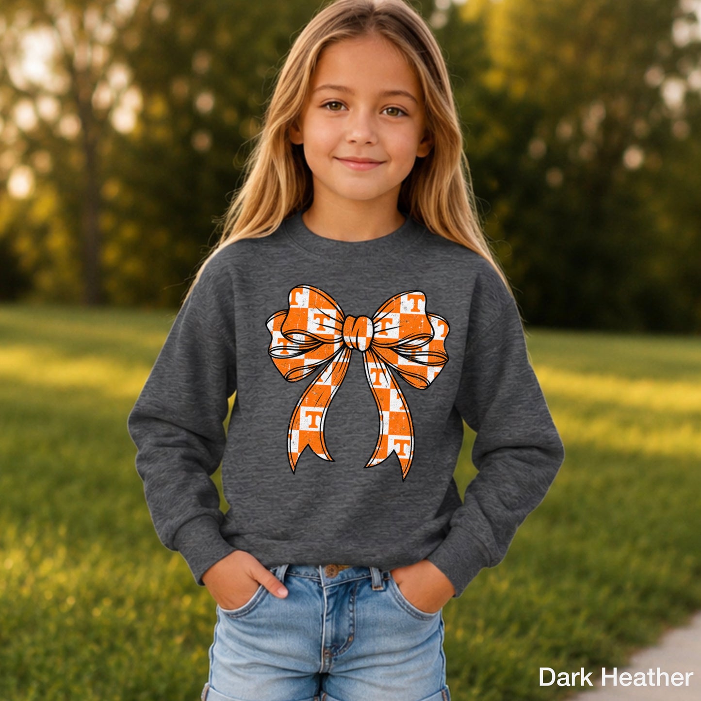 Tennessee Coquette Bow Youth Crewneck Sweatshirt