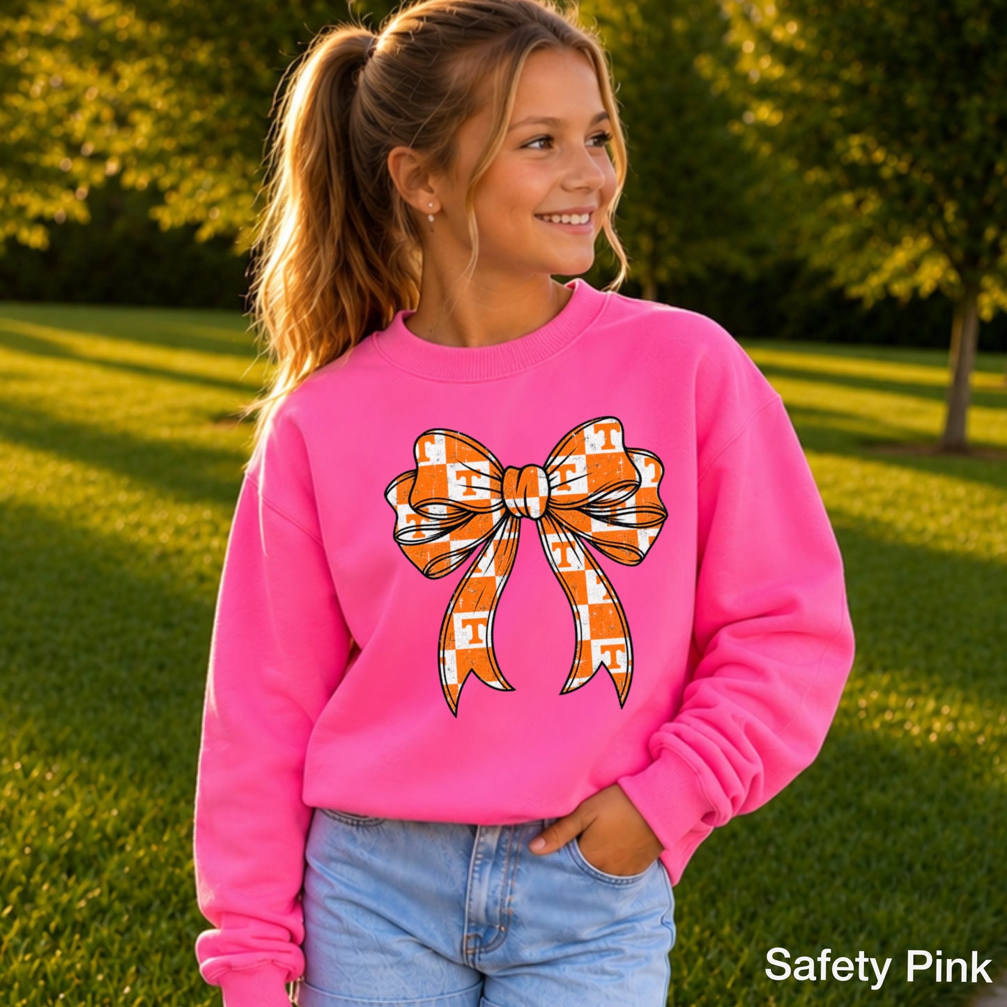 Tennessee Coquette Bow Youth Crewneck Sweatshirt
