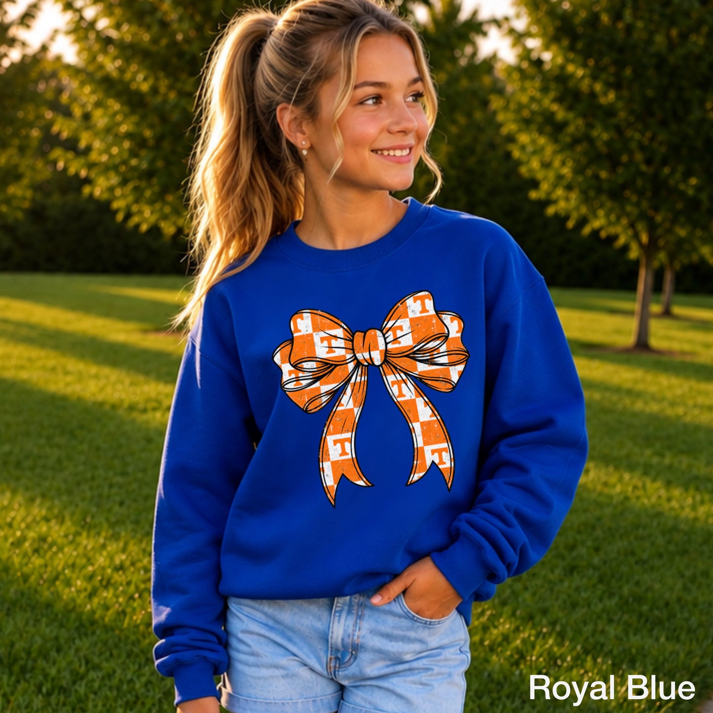 Tennessee Coquette Bow Youth Crewneck Sweatshirt