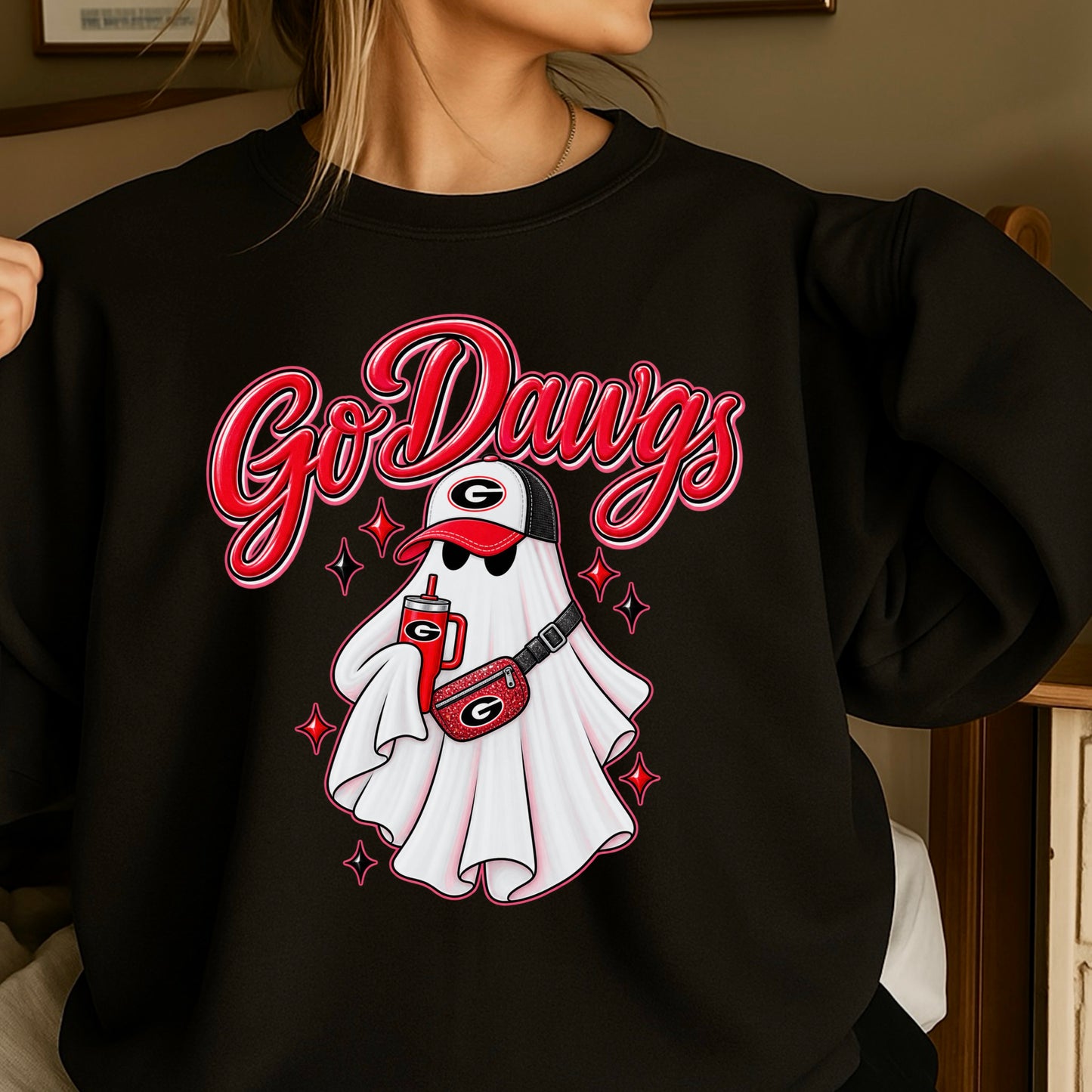 Georgia Halloween Ghost Crewneck Sweatshirt