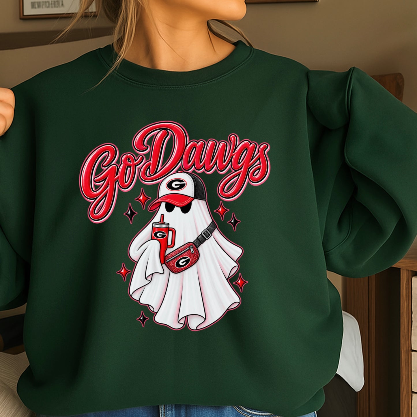 Georgia Halloween Ghost Crewneck Sweatshirt