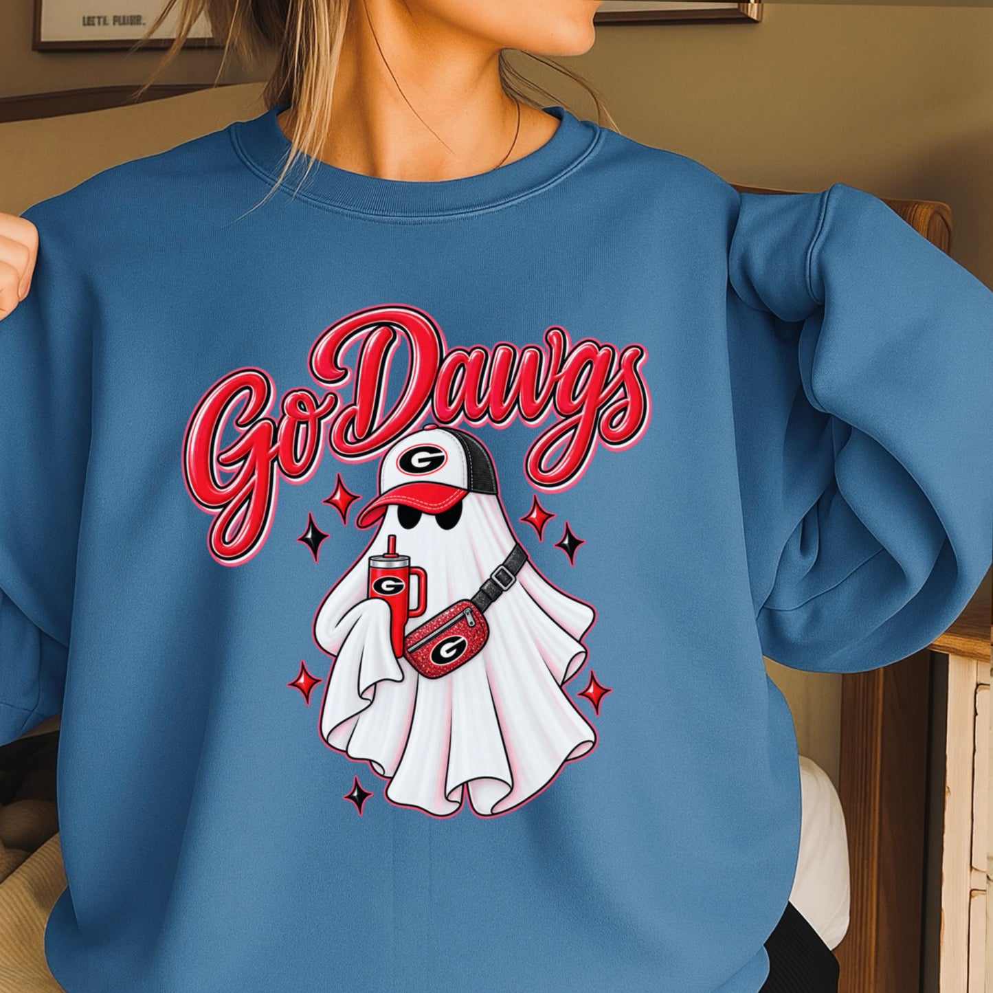 Georgia Halloween Ghost Crewneck Sweatshirt