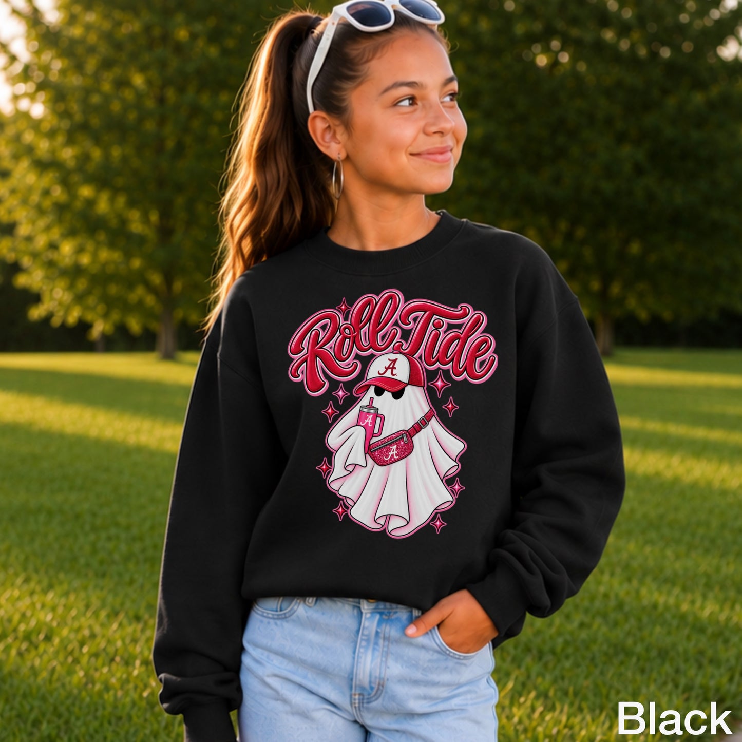 Alabama Halloween Ghost Youth Crewneck Sweatshirt