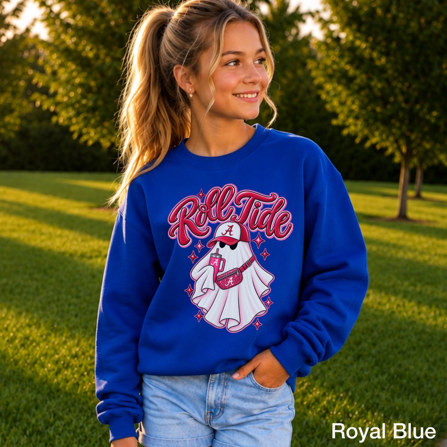 Alabama Halloween Ghost Youth Crewneck Sweatshirt