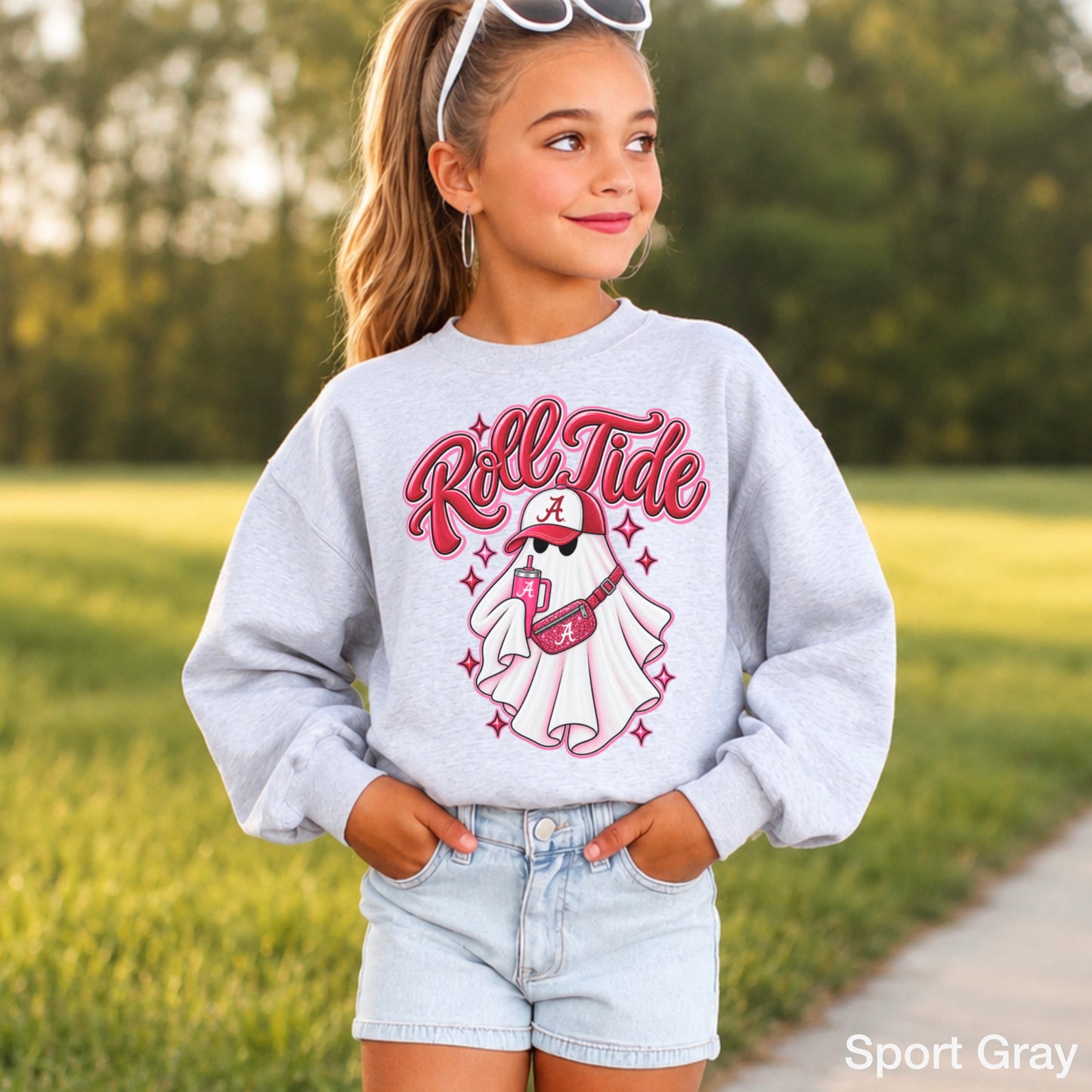 Alabama Halloween Ghost Youth Crewneck Sweatshirt