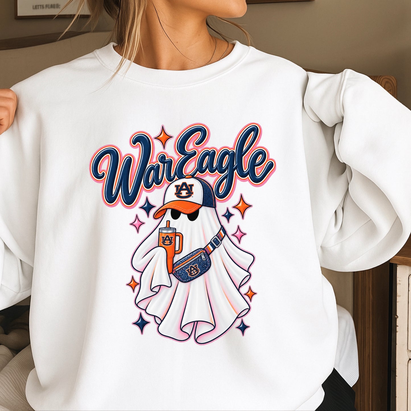 Auburn Halloween Ghost  Crewneck Sweatshirt