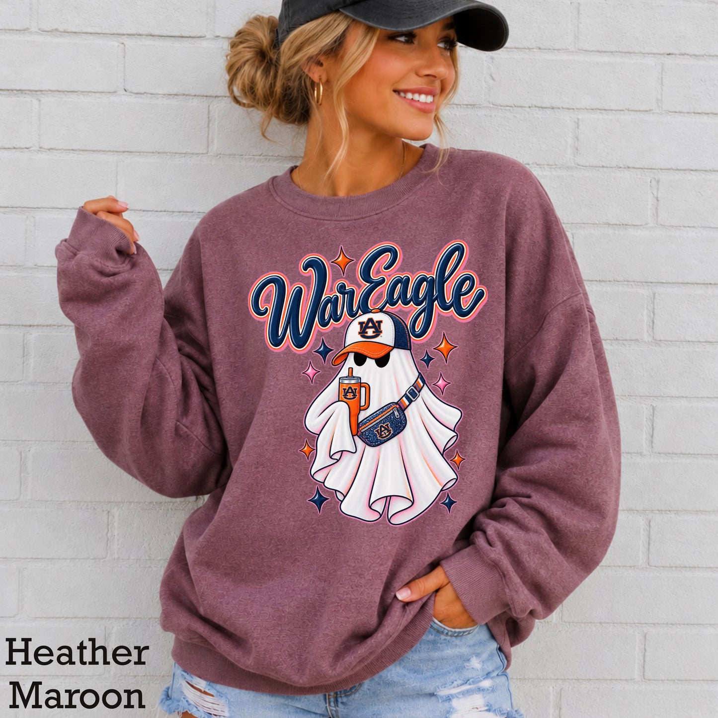 Auburn Halloween Ghost  Crewneck Sweatshirt