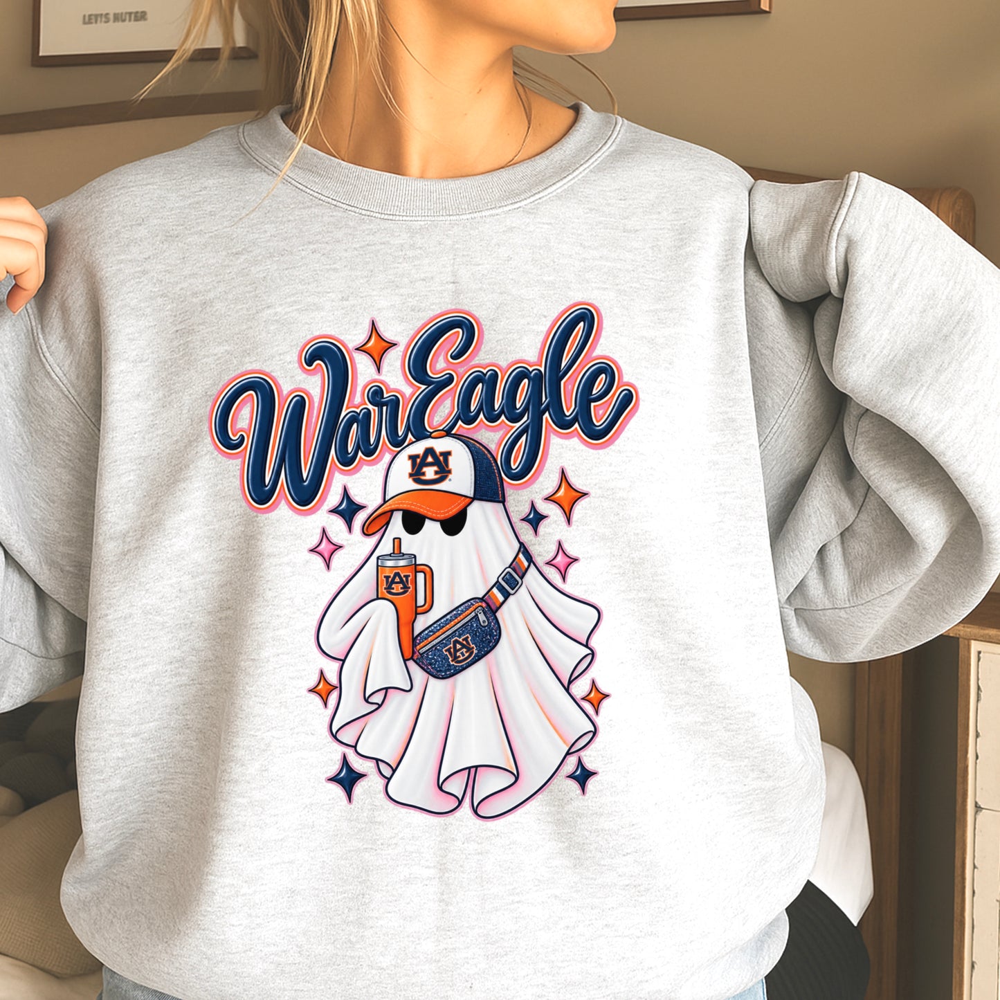 Auburn Halloween Ghost  Crewneck Sweatshirt