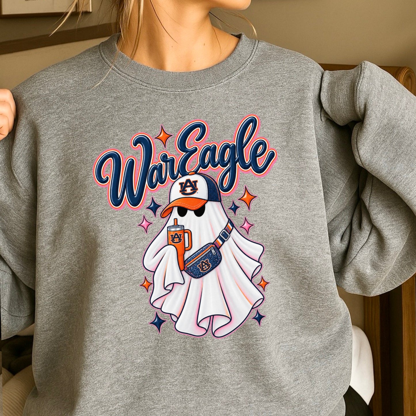 Auburn Halloween Ghost  Crewneck Sweatshirt