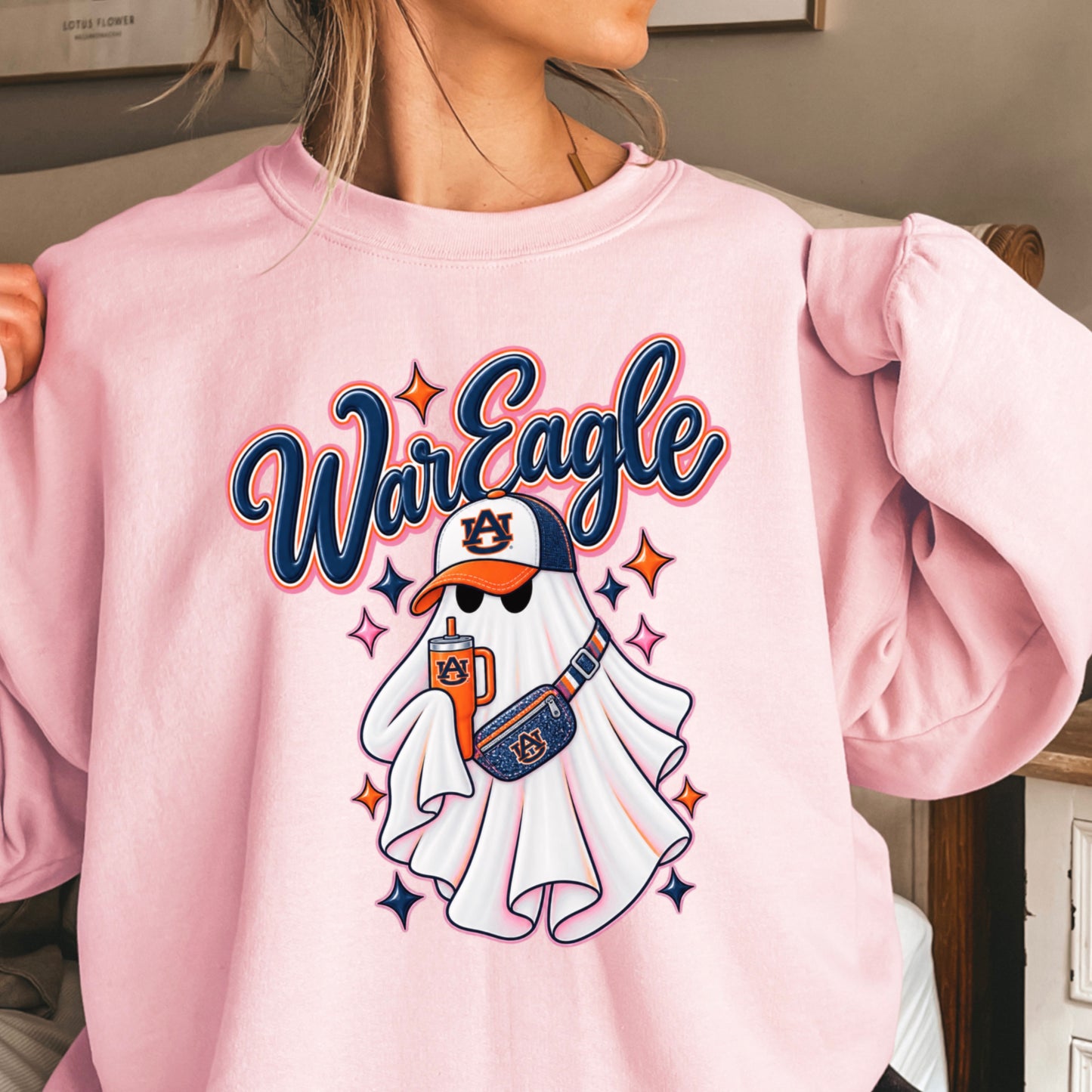 Auburn Halloween Ghost  Crewneck Sweatshirt