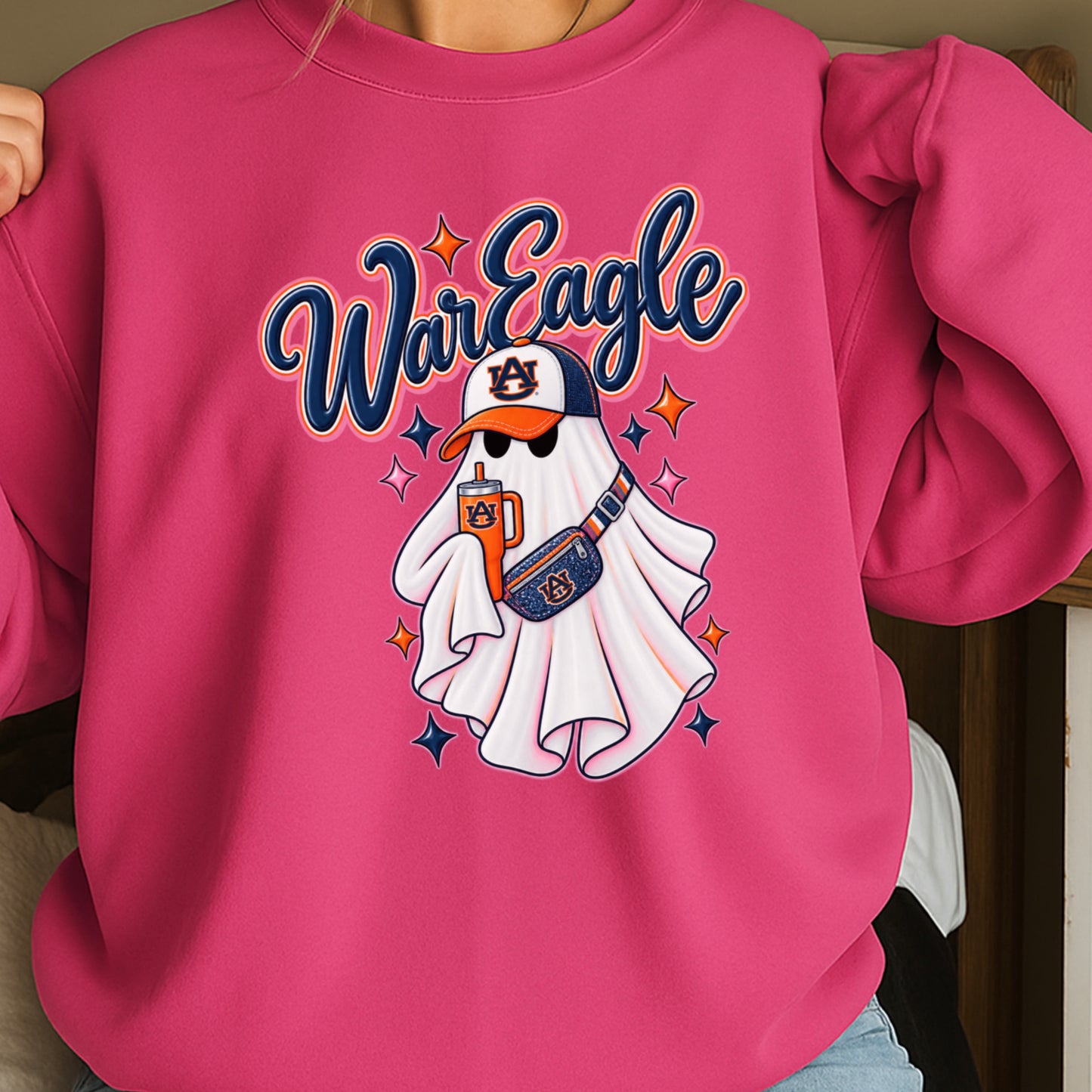 Auburn Halloween Ghost  Crewneck Sweatshirt