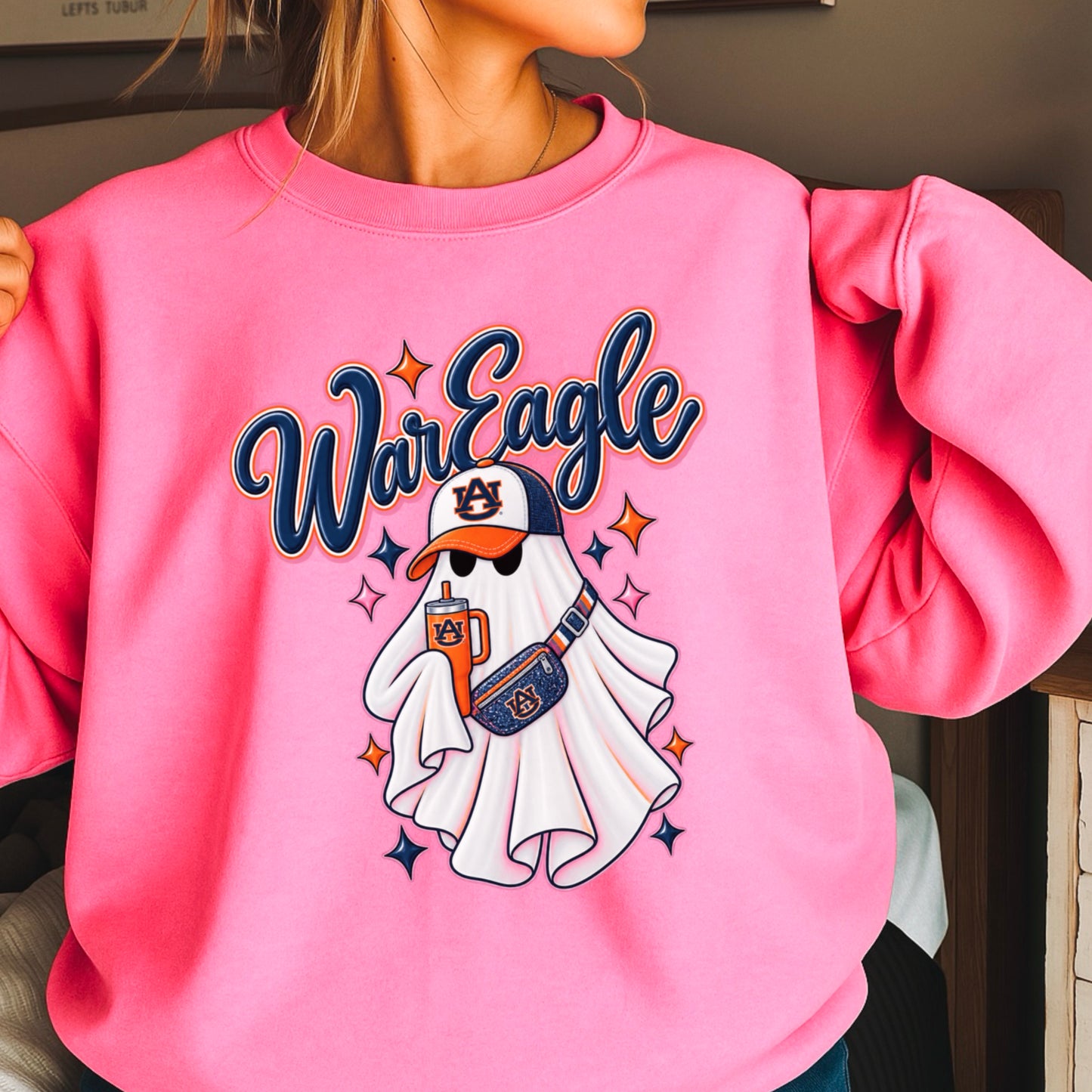 Auburn Halloween Ghost  Crewneck Sweatshirt