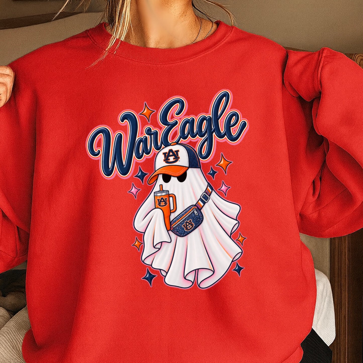 Auburn Halloween Ghost  Crewneck Sweatshirt