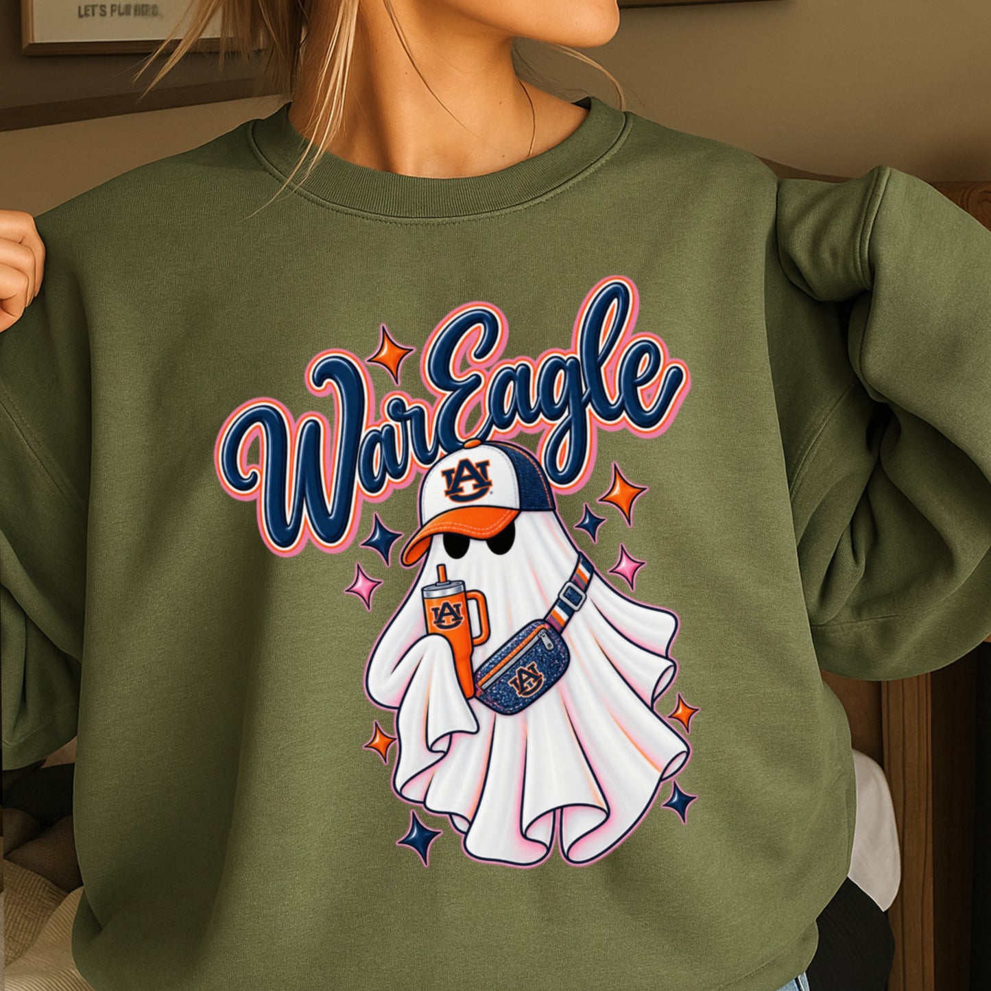 Auburn Halloween Ghost  Crewneck Sweatshirt