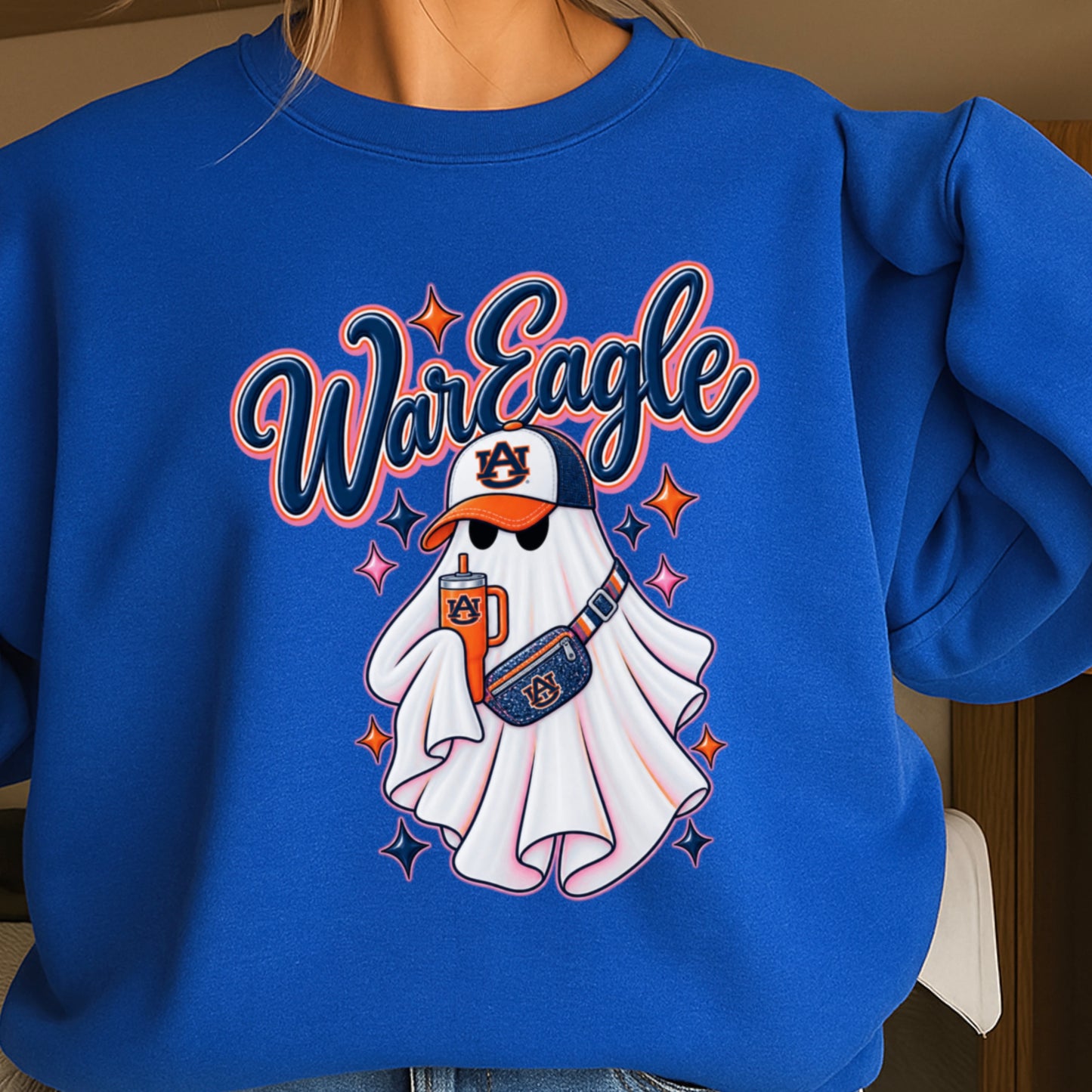 Auburn Halloween Ghost  Crewneck Sweatshirt