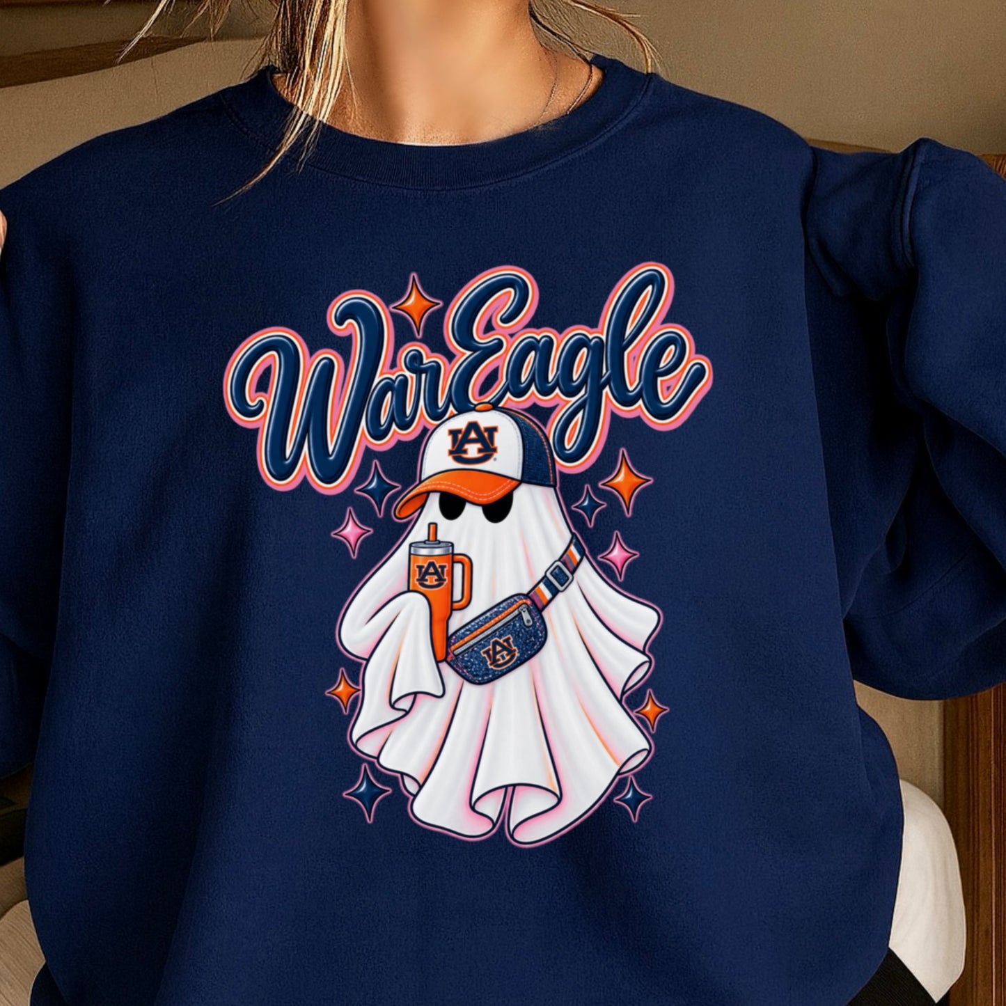 Auburn Halloween Ghost  Crewneck Sweatshirt