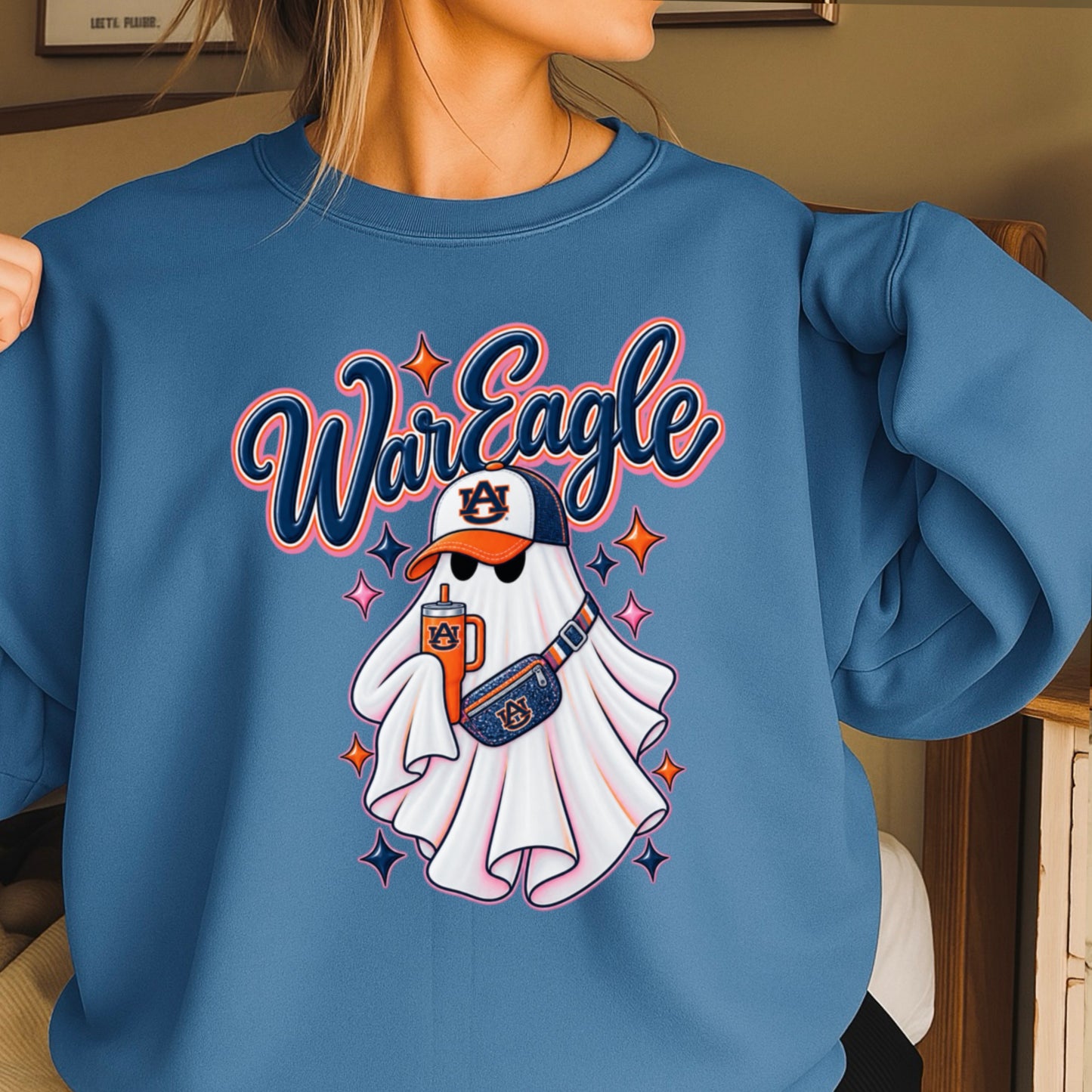 Auburn Halloween Ghost  Crewneck Sweatshirt