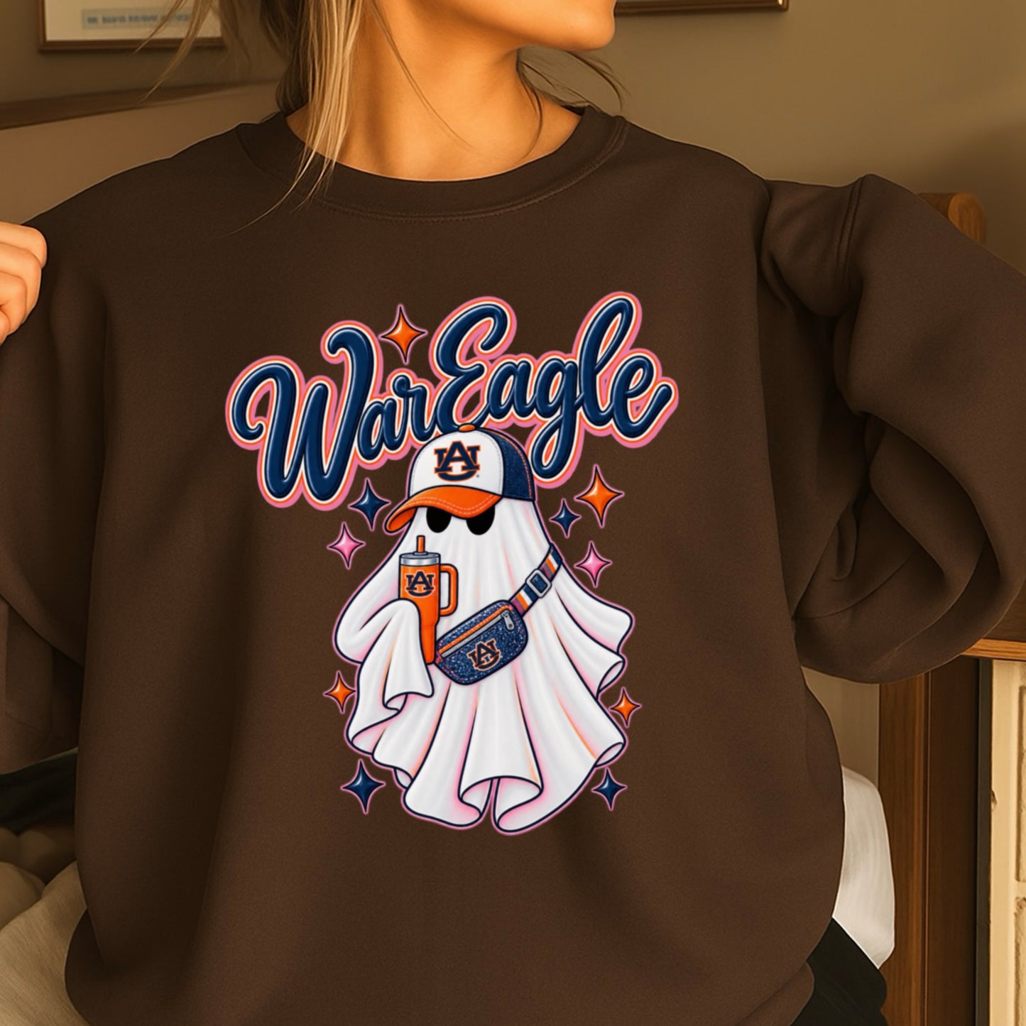 Auburn Halloween Ghost  Crewneck Sweatshirt