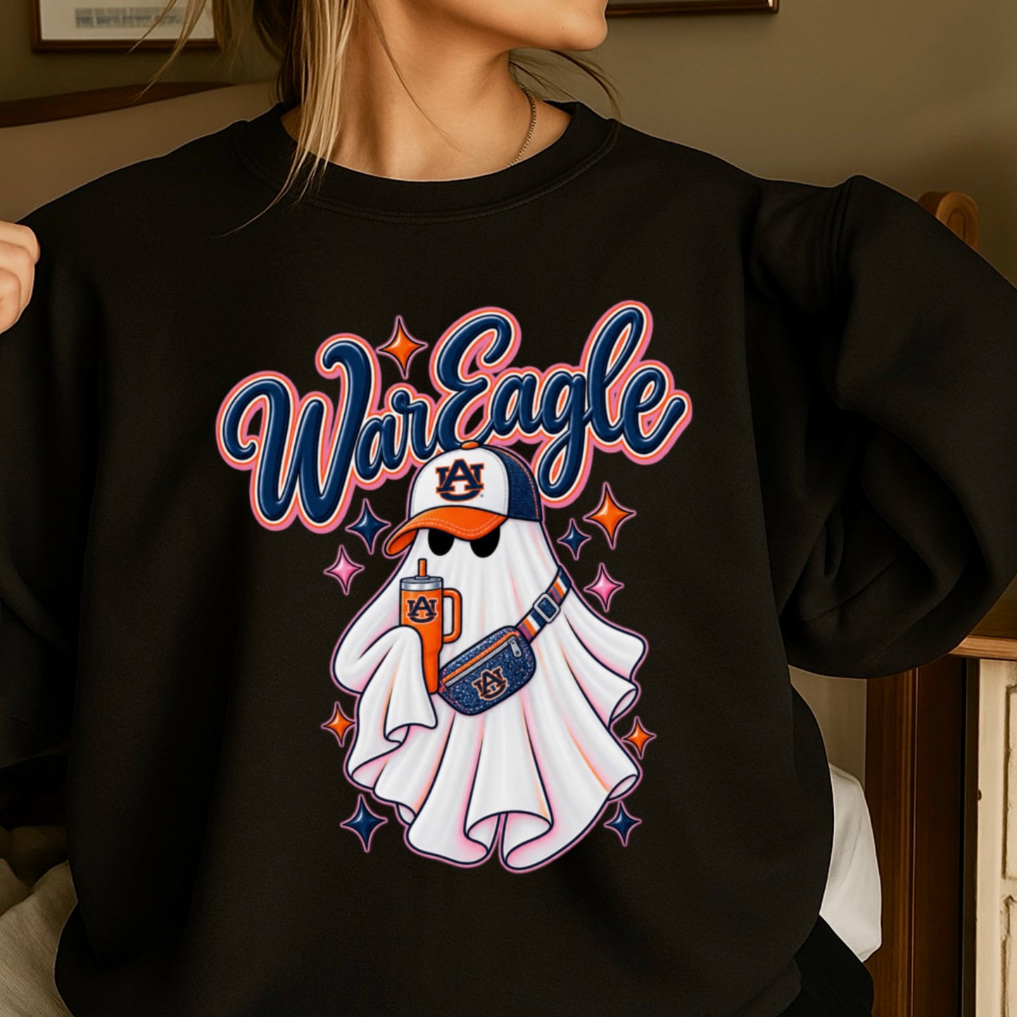 Auburn Halloween Ghost  Crewneck Sweatshirt